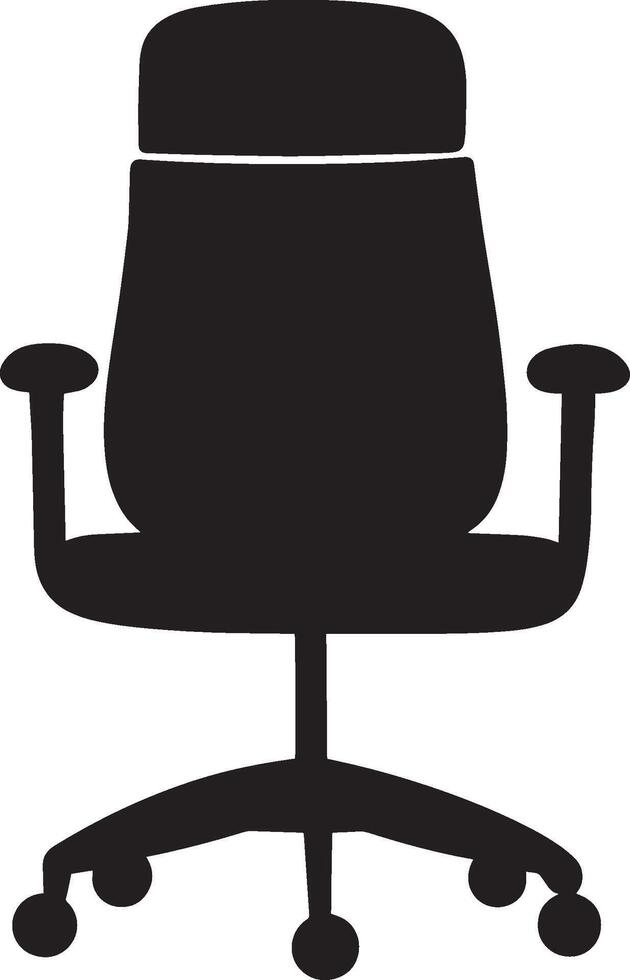 Black illustration of a clean, simple office chair silhouette icon. vector