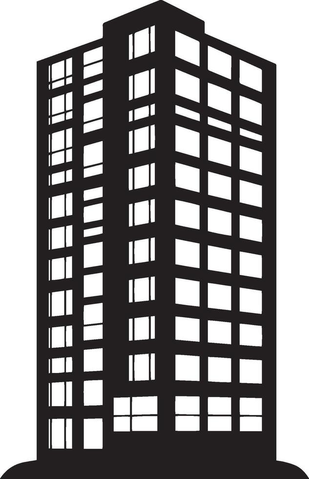 Minimalist office building icon silhouette in black design. vector