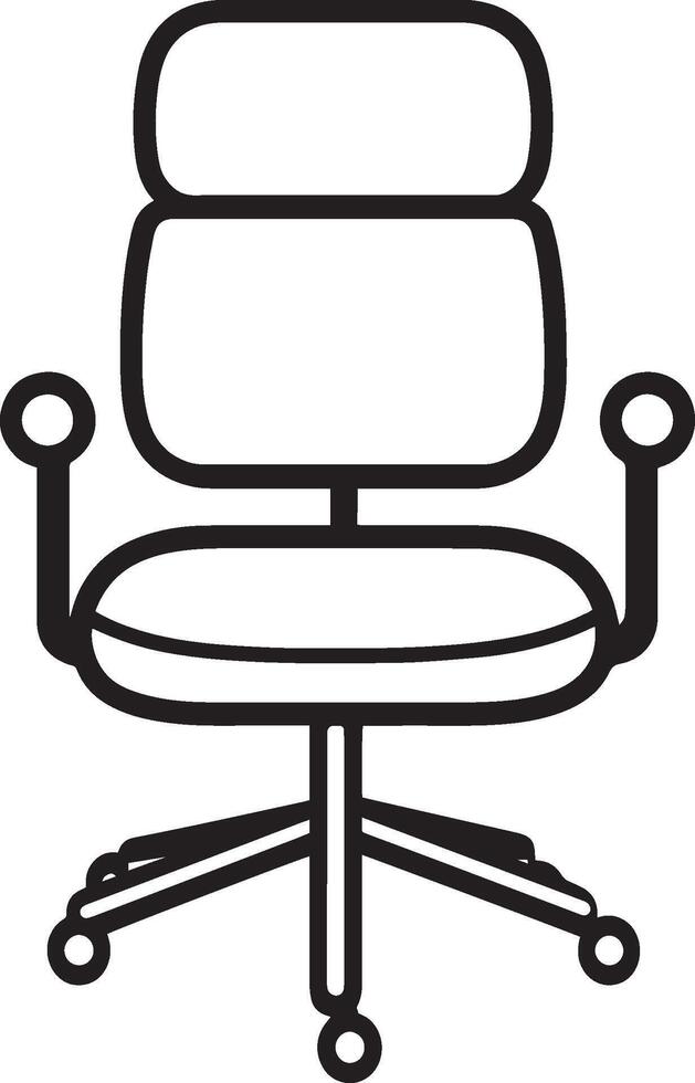 Black illustration of a clean, simple office chair outline icon. vector
