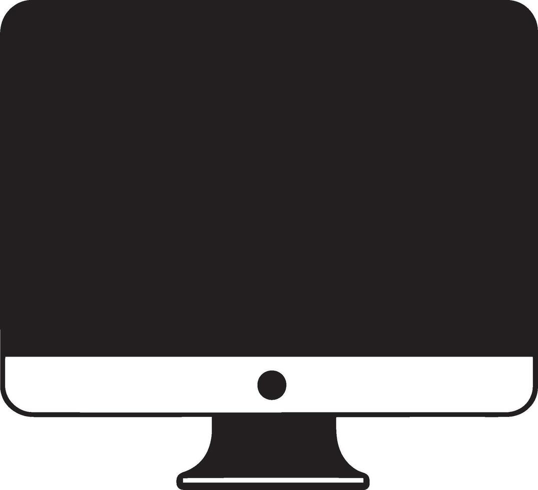 Clean and simple black silhouette of a computer icon. vector