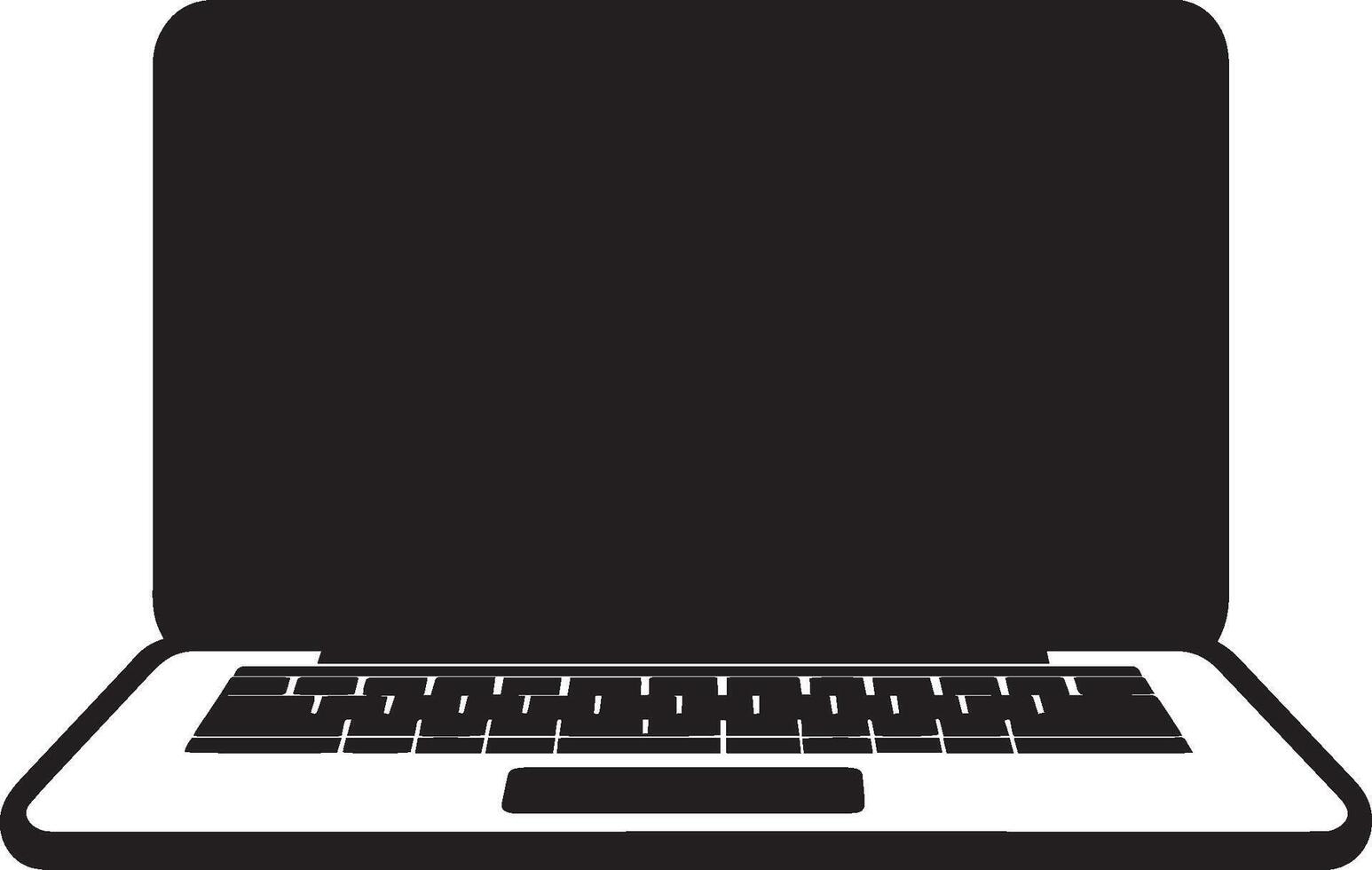 Clean and simple black silhouette of a laptop icon. vector