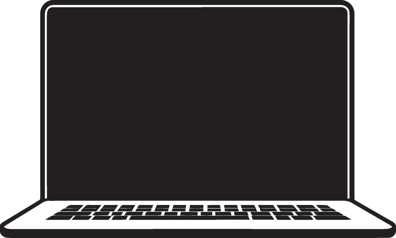Minimalistic black illustration of a laptop symbol. vector