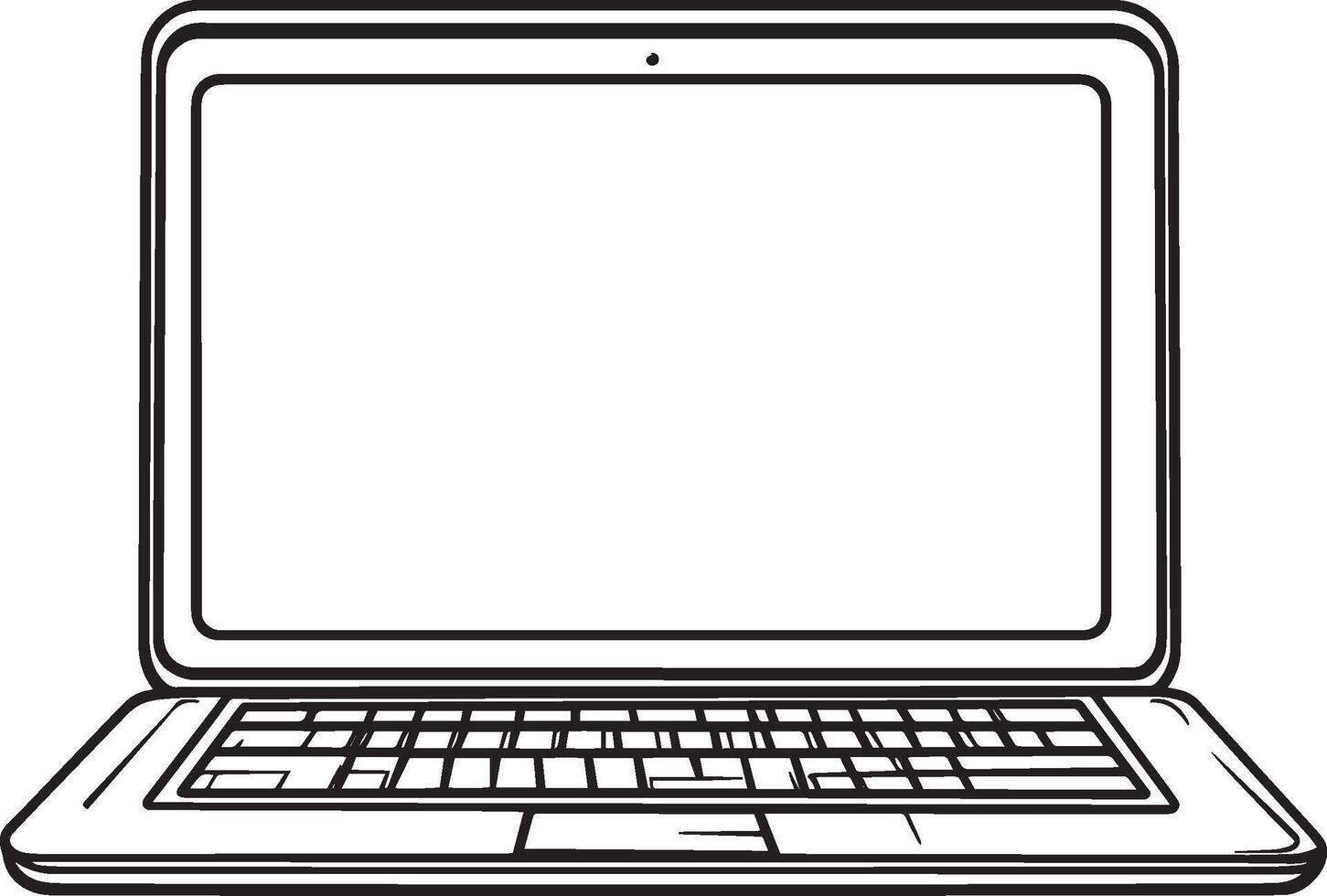 Laptop clean simple linear outline black illustration vector
