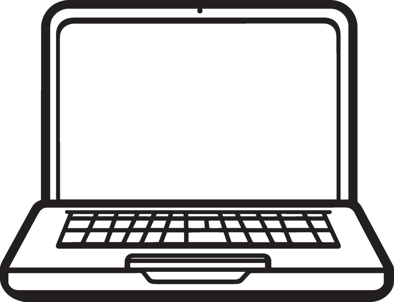 Clean and simple black outline of a laptop icon. vector