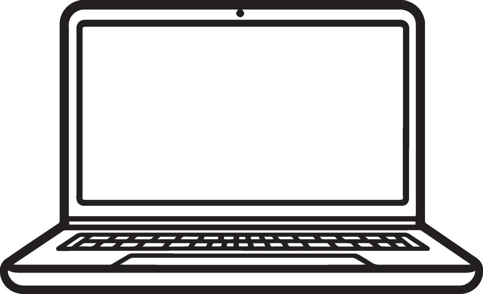 Laptop icon clean simple outline black illustration vector