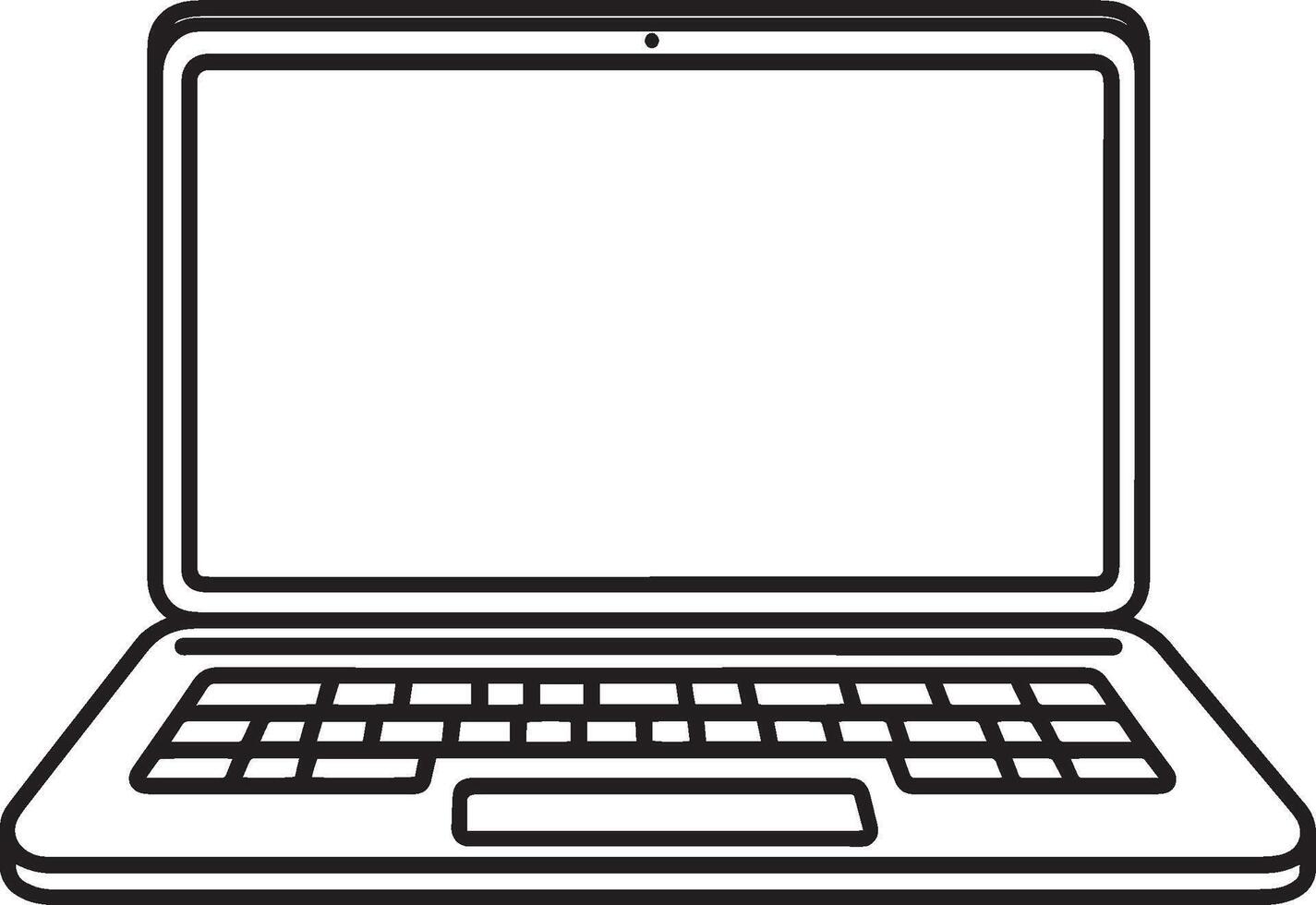 Clean and simple black linear outline of a laptop. vector