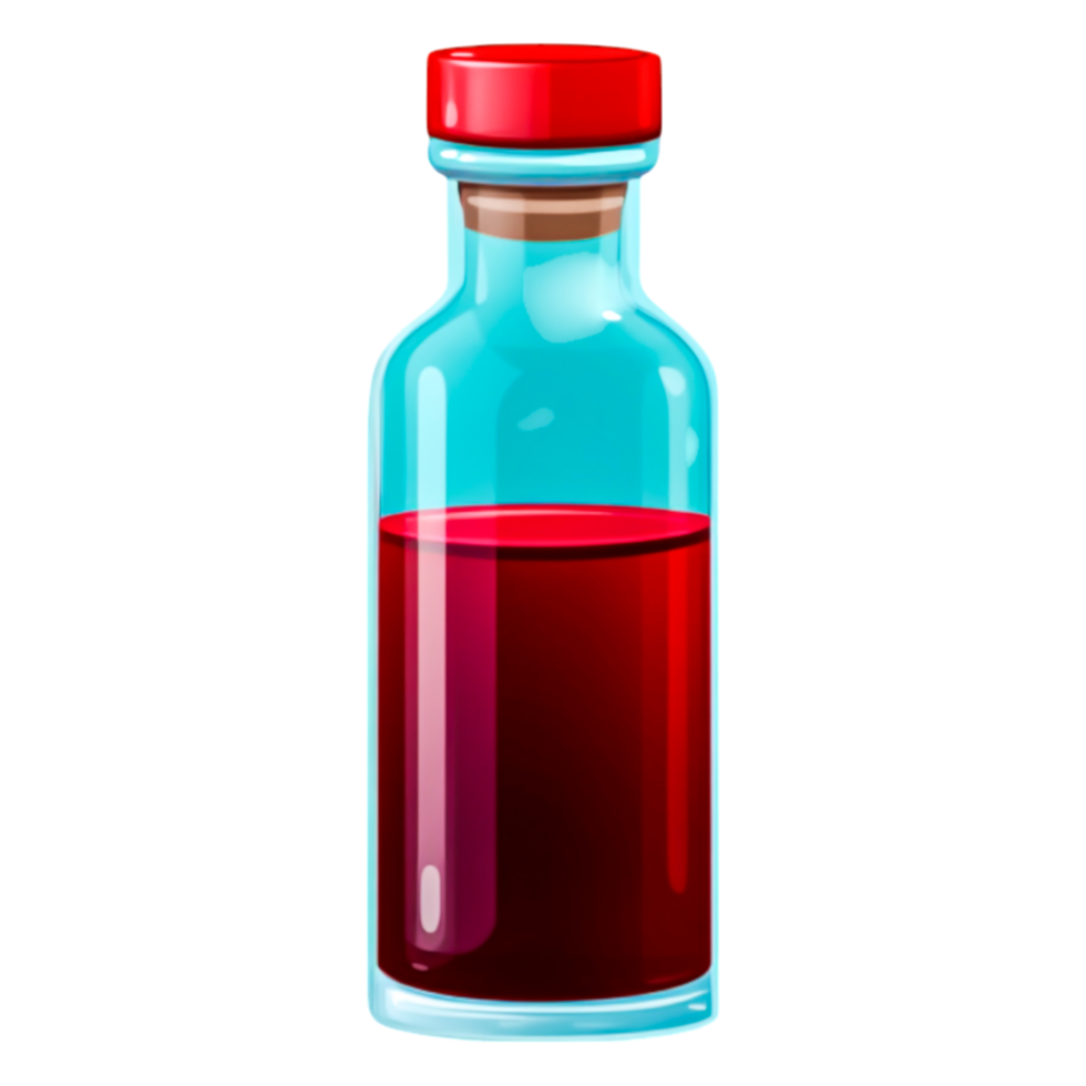 Glass Bottle with Red Liquid on Isolated Background png