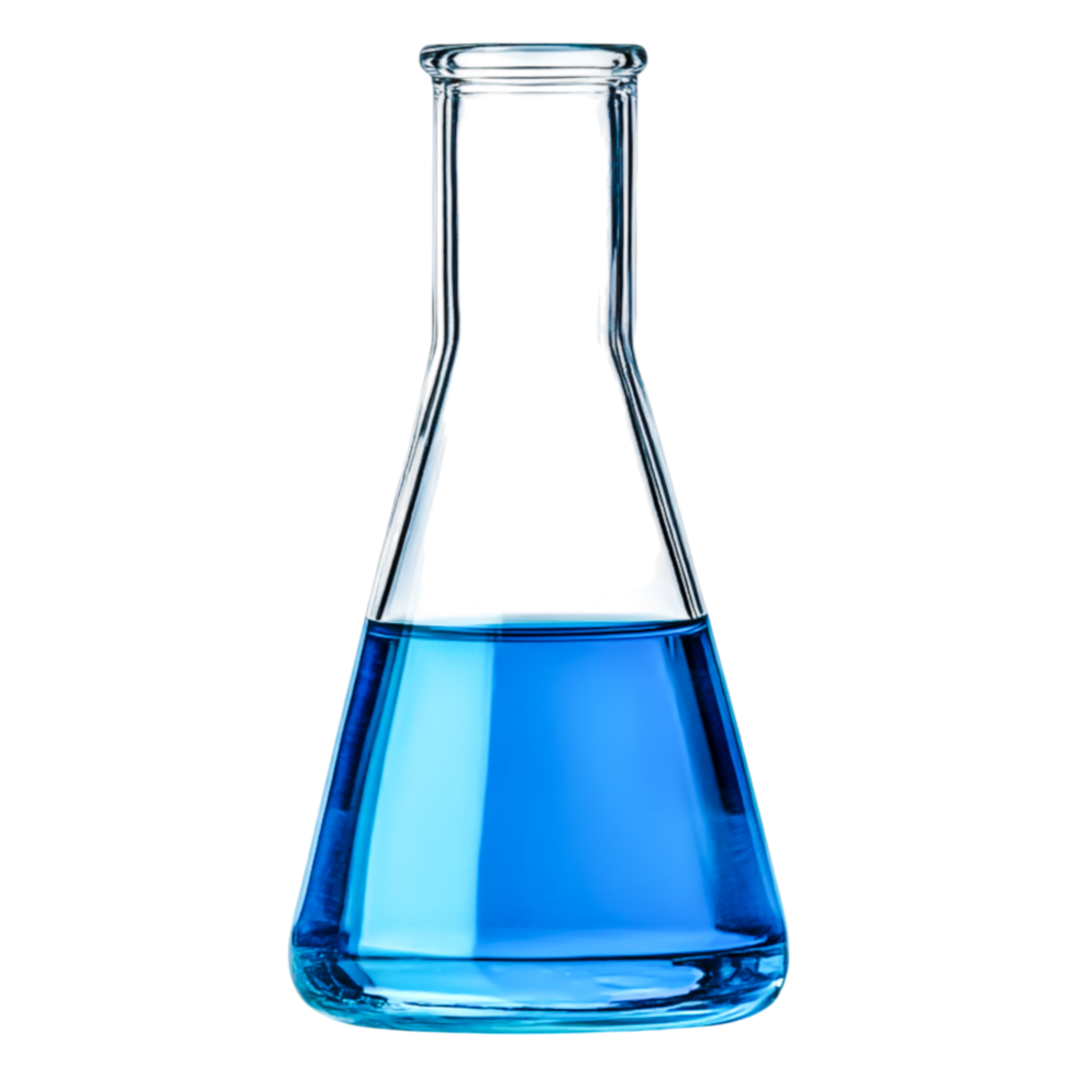 Blue Liquid in Laboratory Flask on Isolated Background png