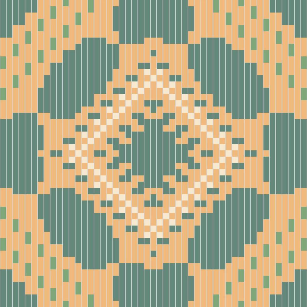 Sari Border Traditional Granny Square Patternfolk Embroidery, Aztec Geometric Ornament Print. Design for Carpet, Wallpaper, Clothing, Wrapping, Fabric vector