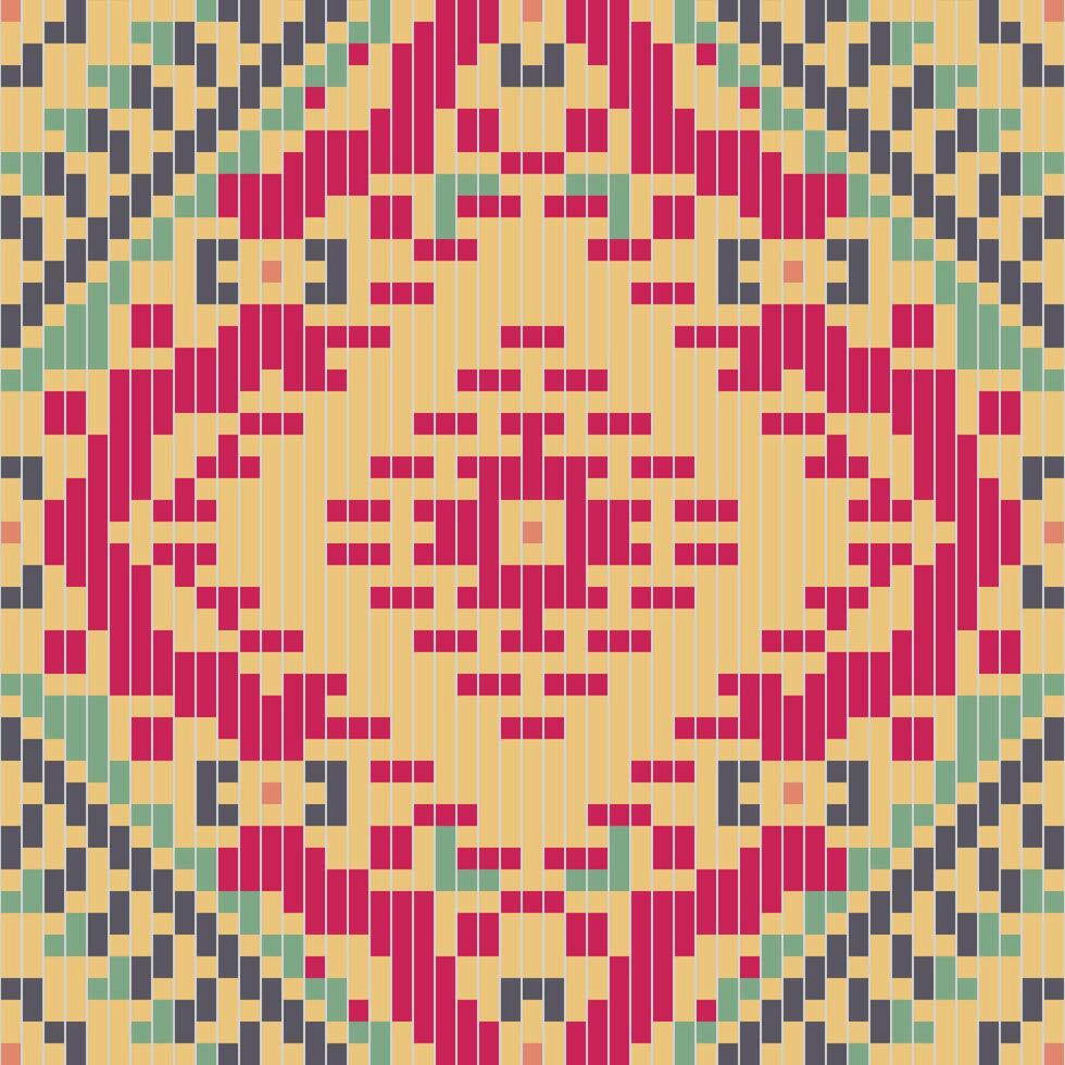 Ethnic Decoration Traditional Dishcloth Knitting Patternfolk Embroidery, Aztec Geometric Ornament Print. Design for Carpet, Wallpaper, Clothing, Wrapping, Fabric vector