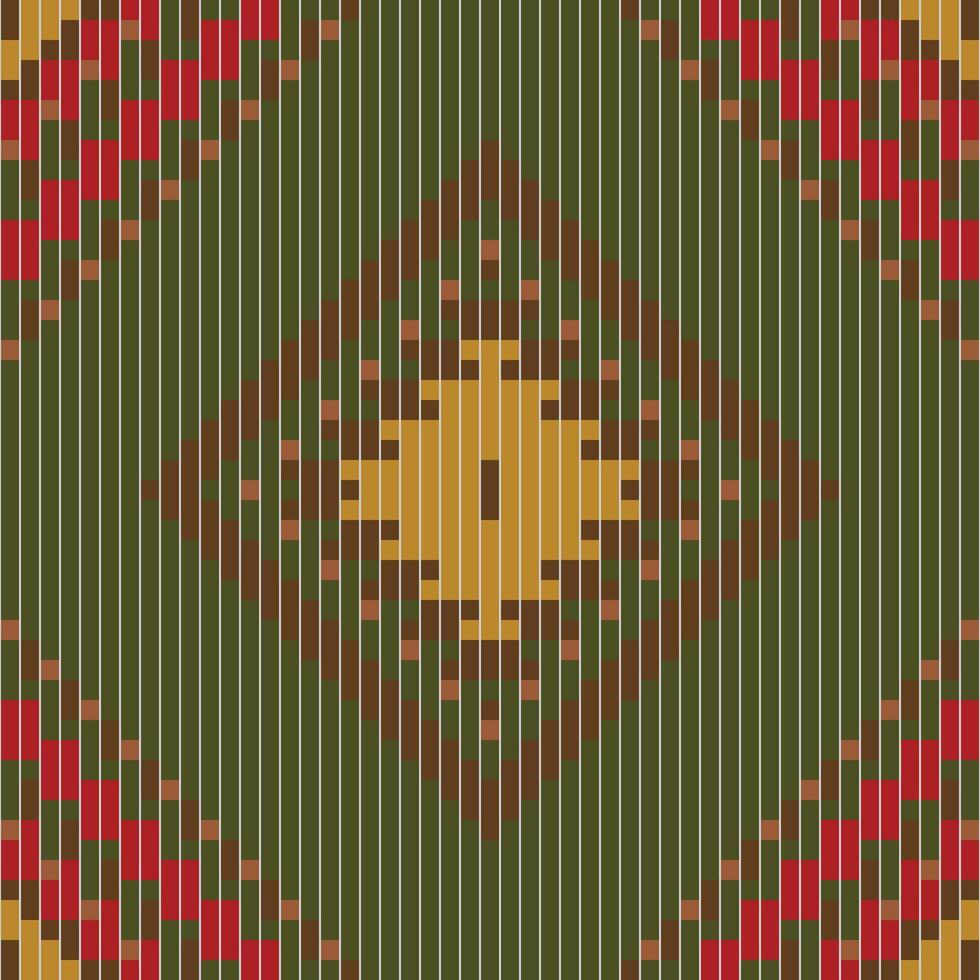 Ethnic Fabric Pixel Seamless Ethnic Patternfolk Embroidery, Aztec Geometric Ornament Print. Design for Carpet, Wallpaper, Clothing, Wrapping, Fabric vector