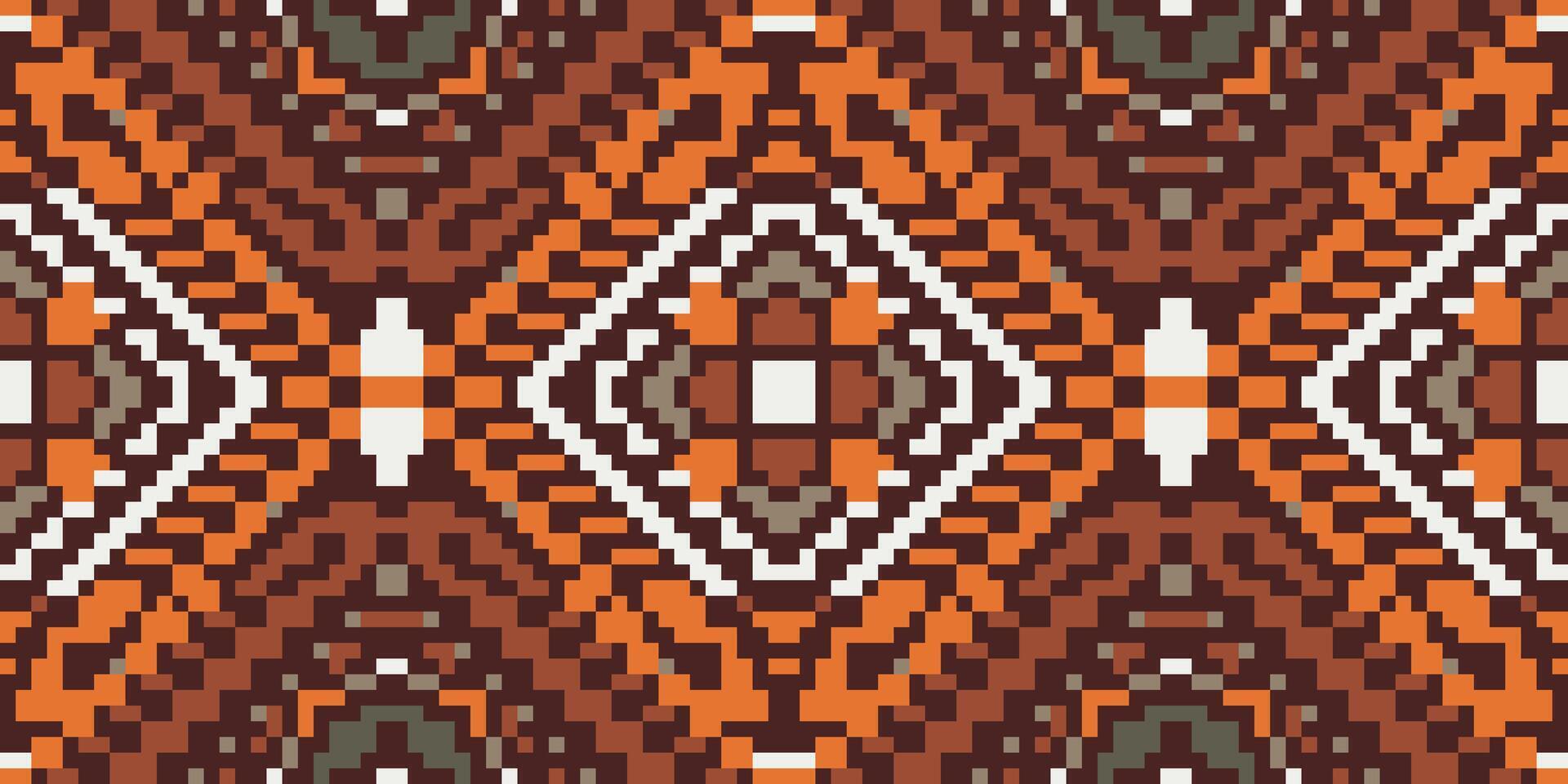 Background Ethnic Double Ikat Patternfolk Embroidery, Aztec Geometric Ornament Print. Design for Carpet, Wallpaper, Clothing, Wrapping, Fabric vector