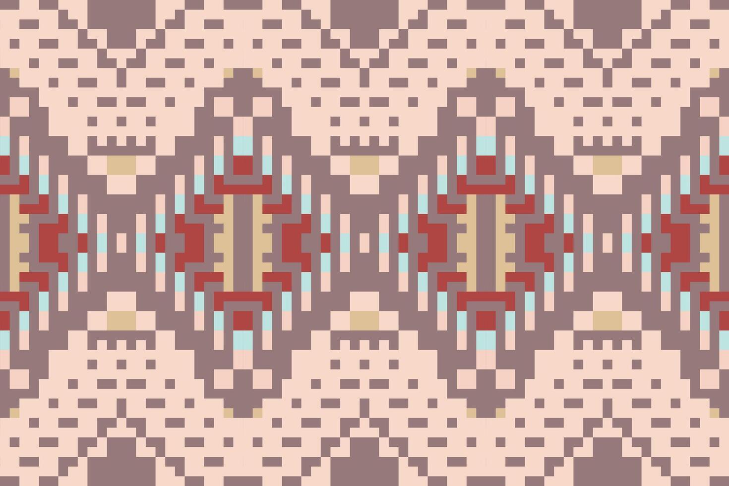 Aztec Pixel Ethnic Seamless Patternfolk Embroidery, Aztec Geometric Ornament Print. Design for Carpet, Wallpaper, Clothing, Wrapping, Fabric vector