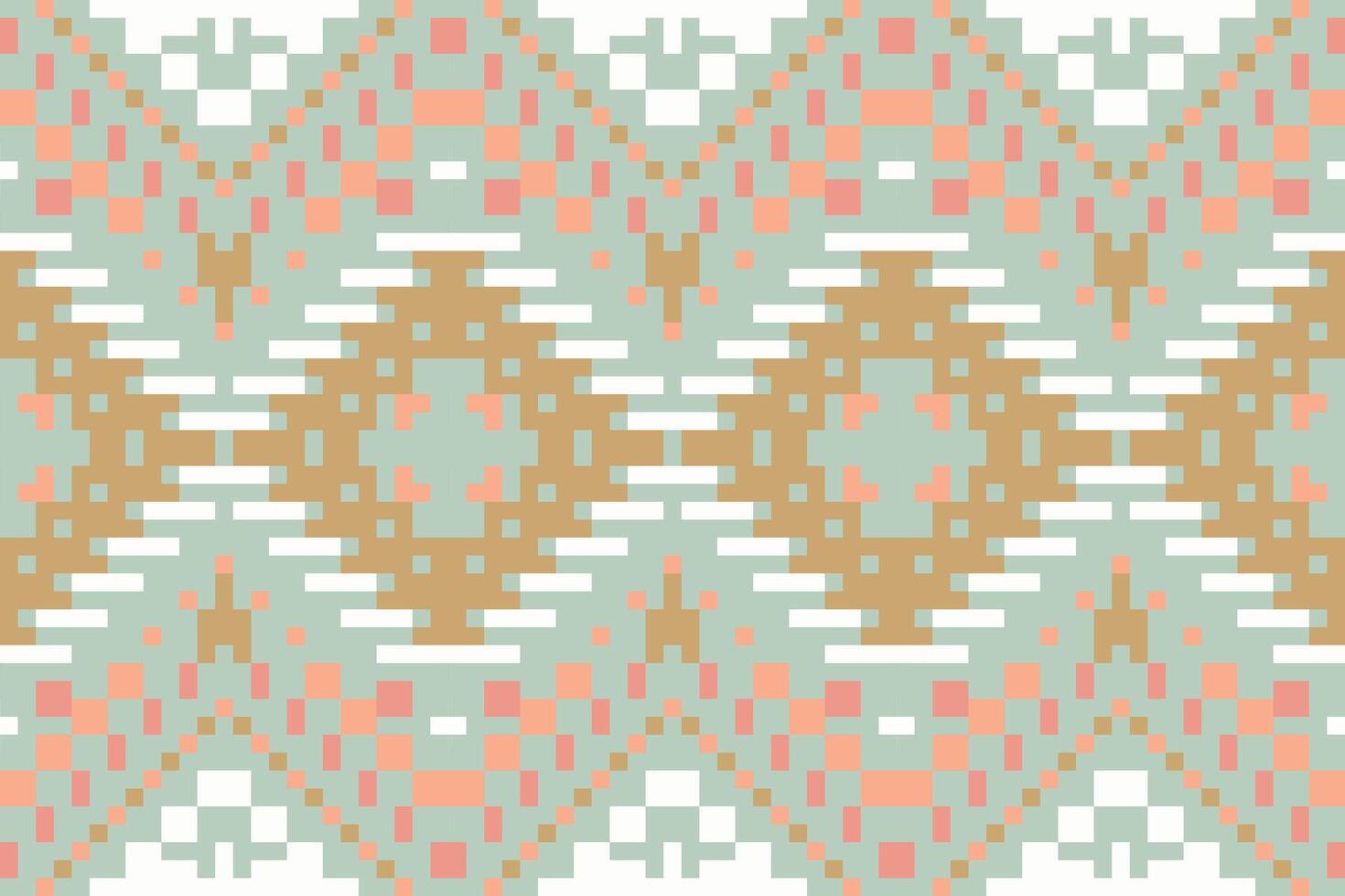 Tribal Double Ikat Patternfolk Embroidery, Aztec Geometric Ornament Print. Design for Carpet, Wallpaper, Clothing, Wrapping, Fabric vector