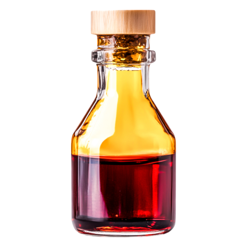 Glass bottle filled with colorful liquid png