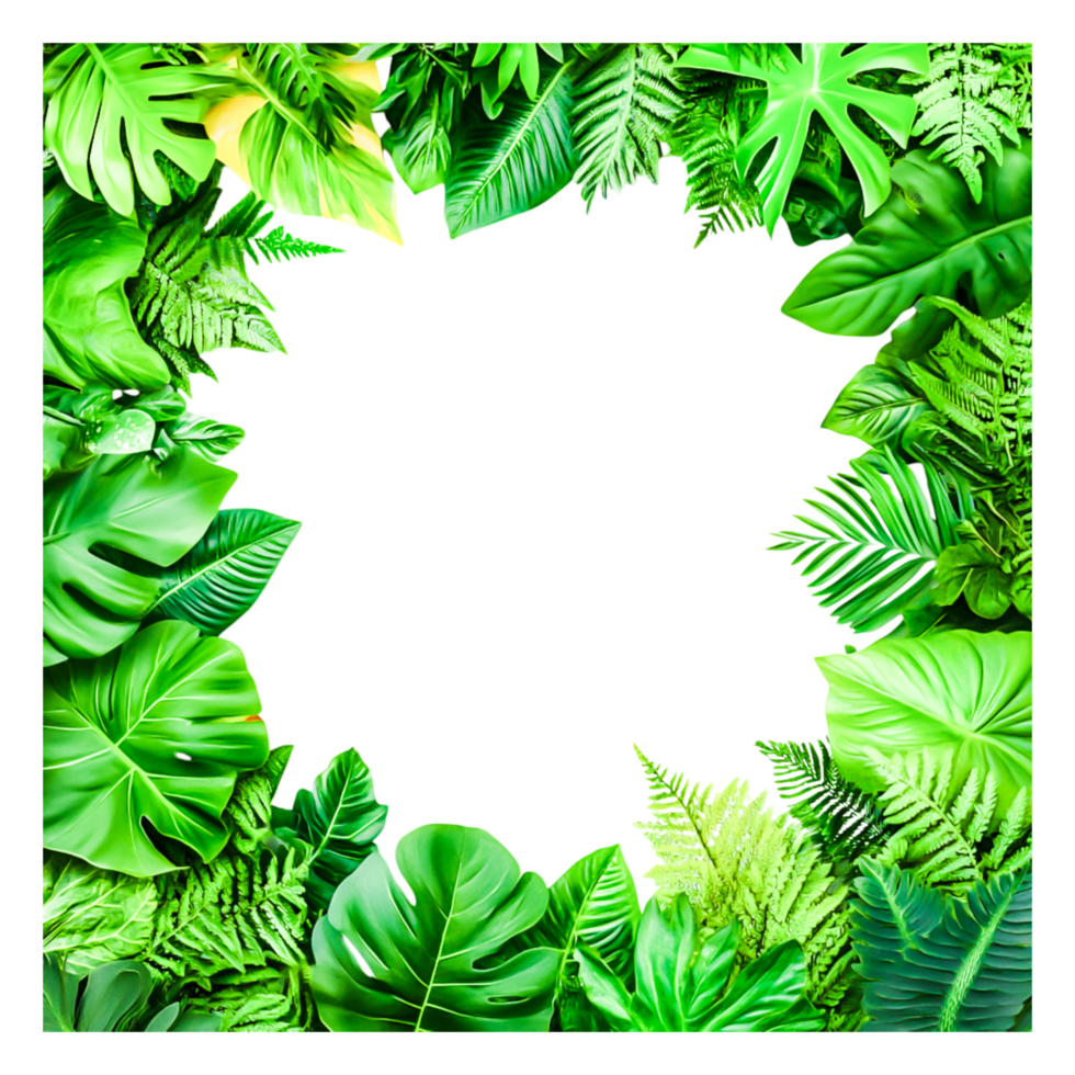 Greenery Frame with Lush Tropical Leaves for Design Projects png