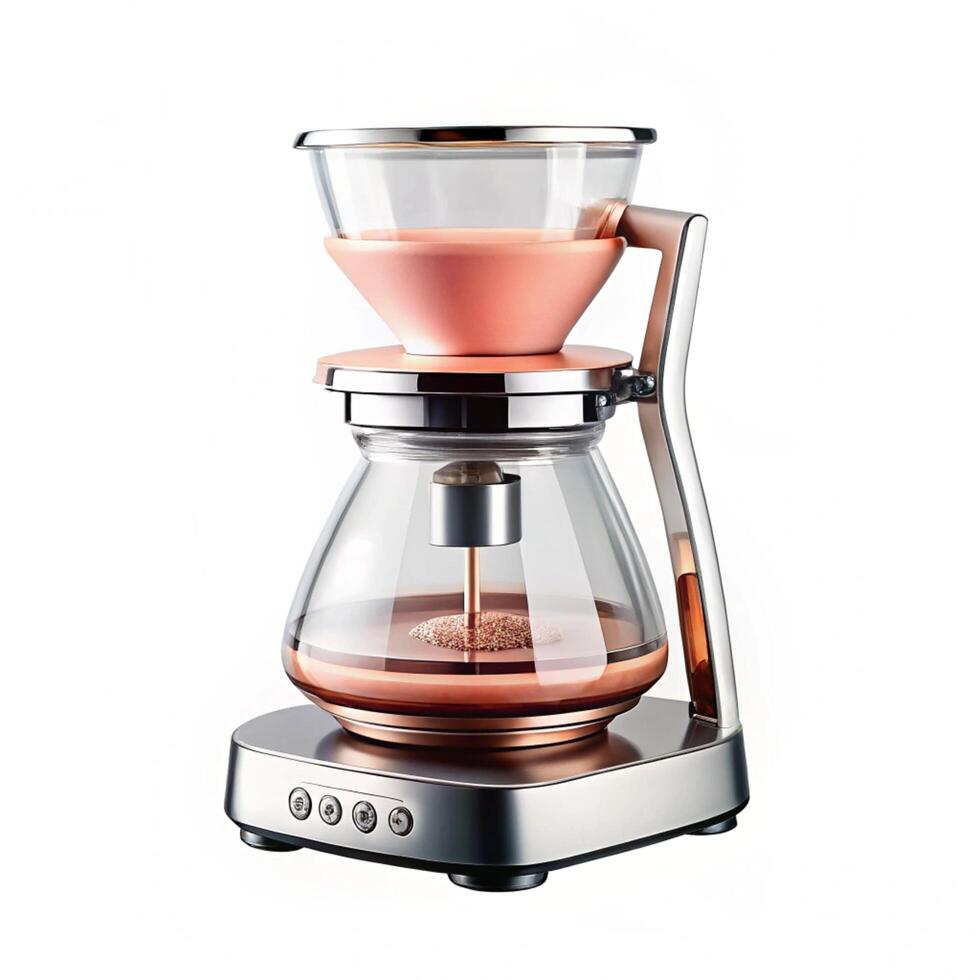 Elegant Rose Gold and Glass Automatic Pour Over Coffee Maker with Modern Design photo
