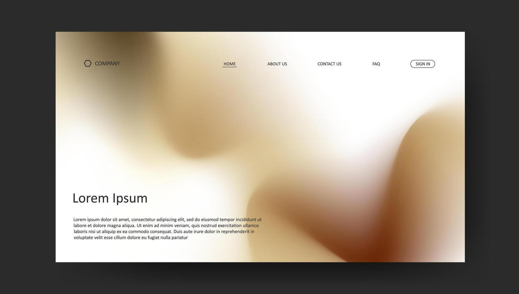 Abstract wave futuristic design of landing page. fluid gradient website design vector