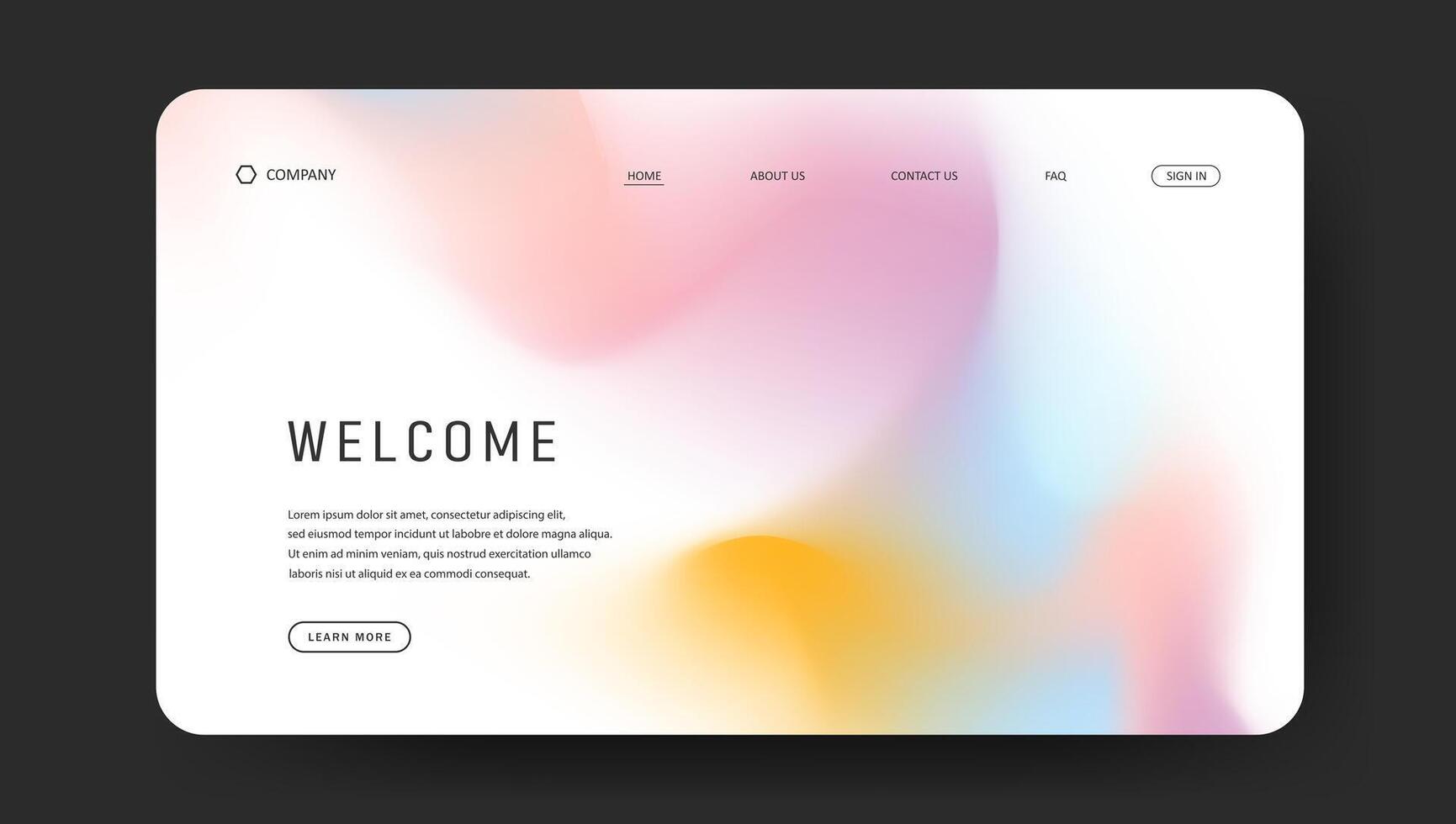 landing page template with colorful gradient abstract design vector