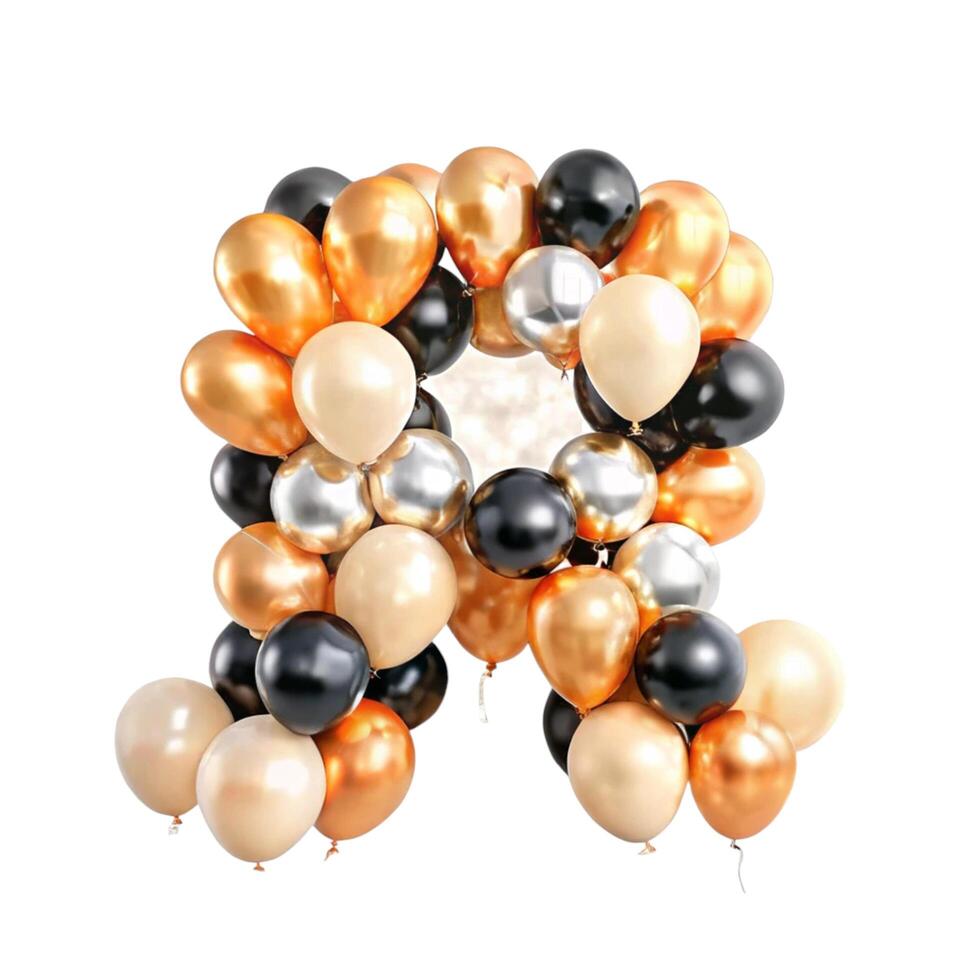 Elegant metallic balloon arrangement in gold black and silver for a party celebration or special event photo