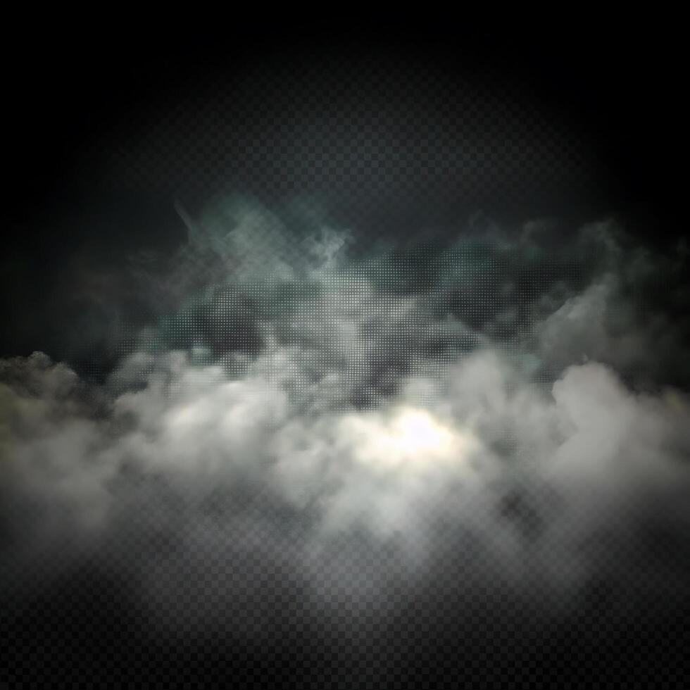 Clouds on a black background with a light shining through photo