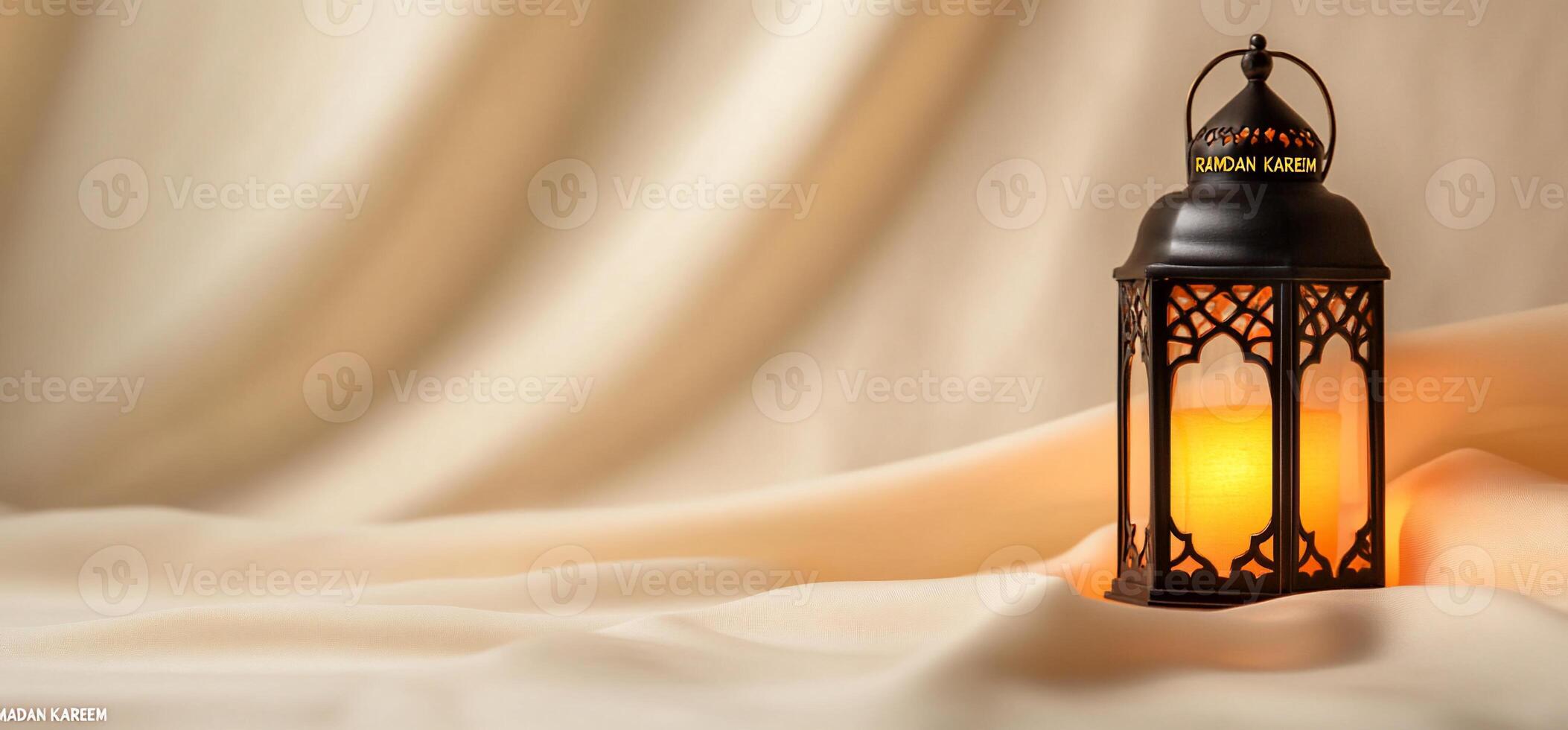 Ramadan Lantern on Beige Fabric photo