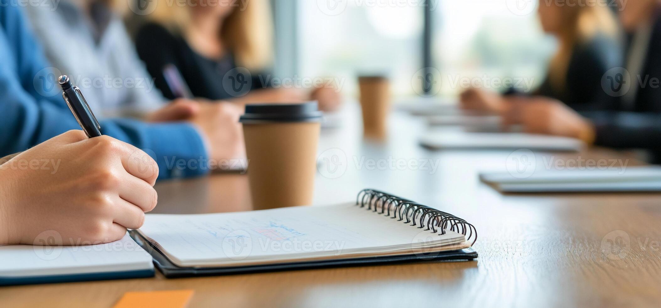 Team meeting notes, office, focus on writing photo