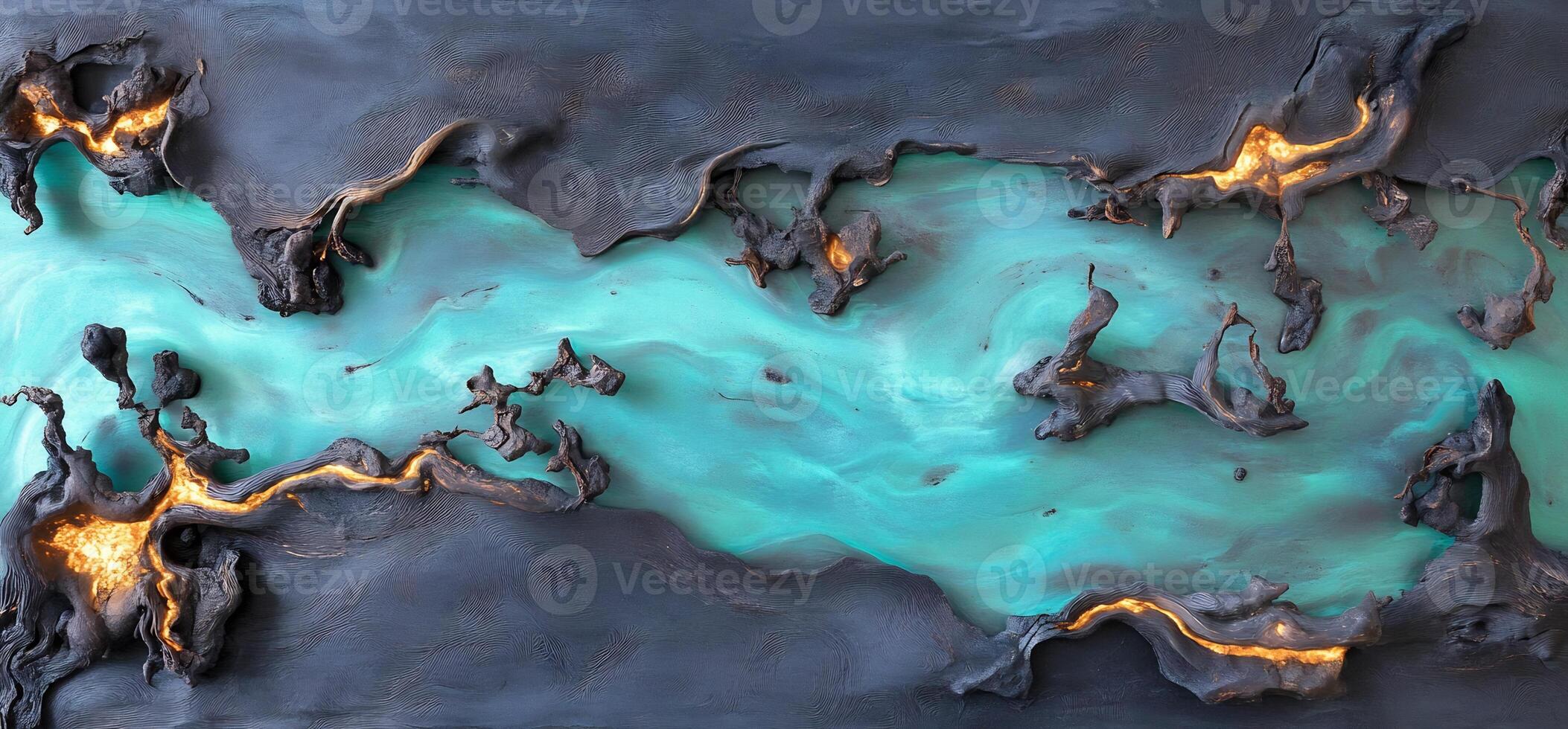 A painting of blue and yellow flames photo