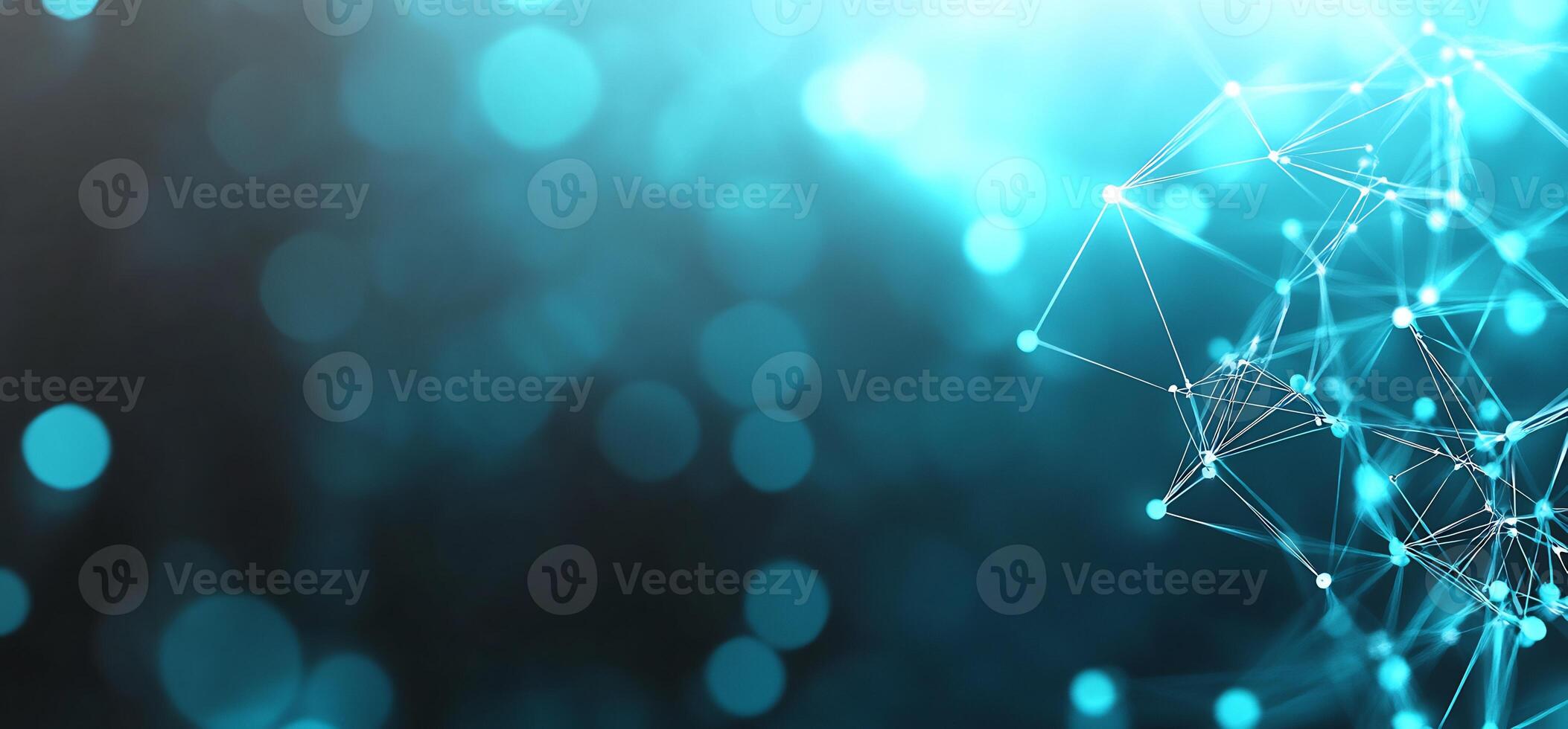 Abstract network design with teal bokeh. photo