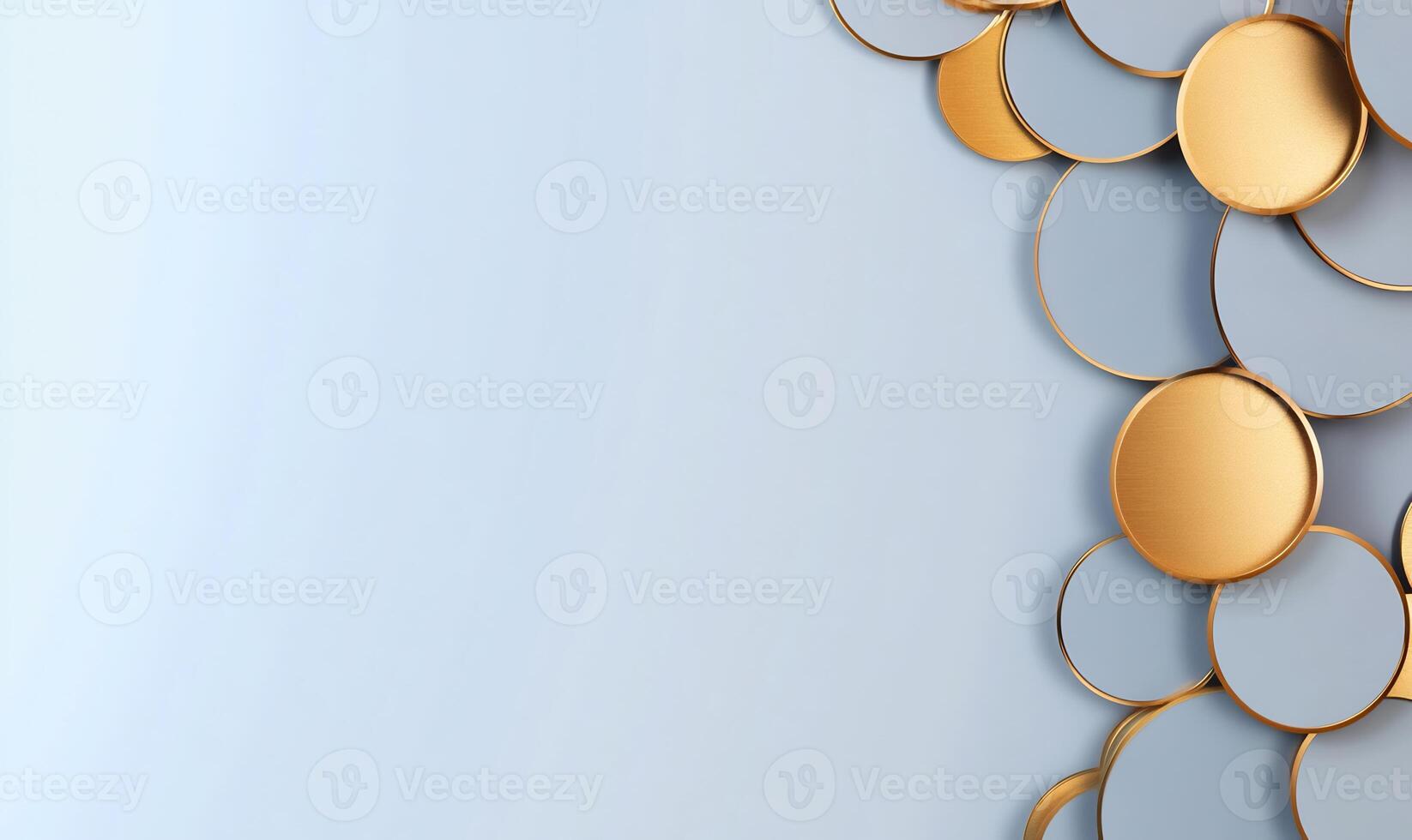 Abstract background with overlapping gold and gray circles. photo