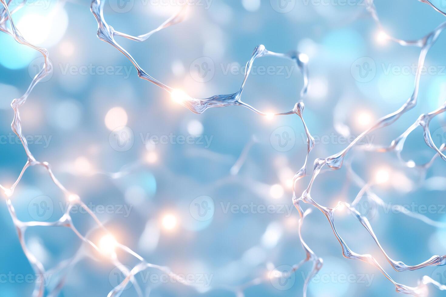 Abstract glowing network on blue bokeh background. photo