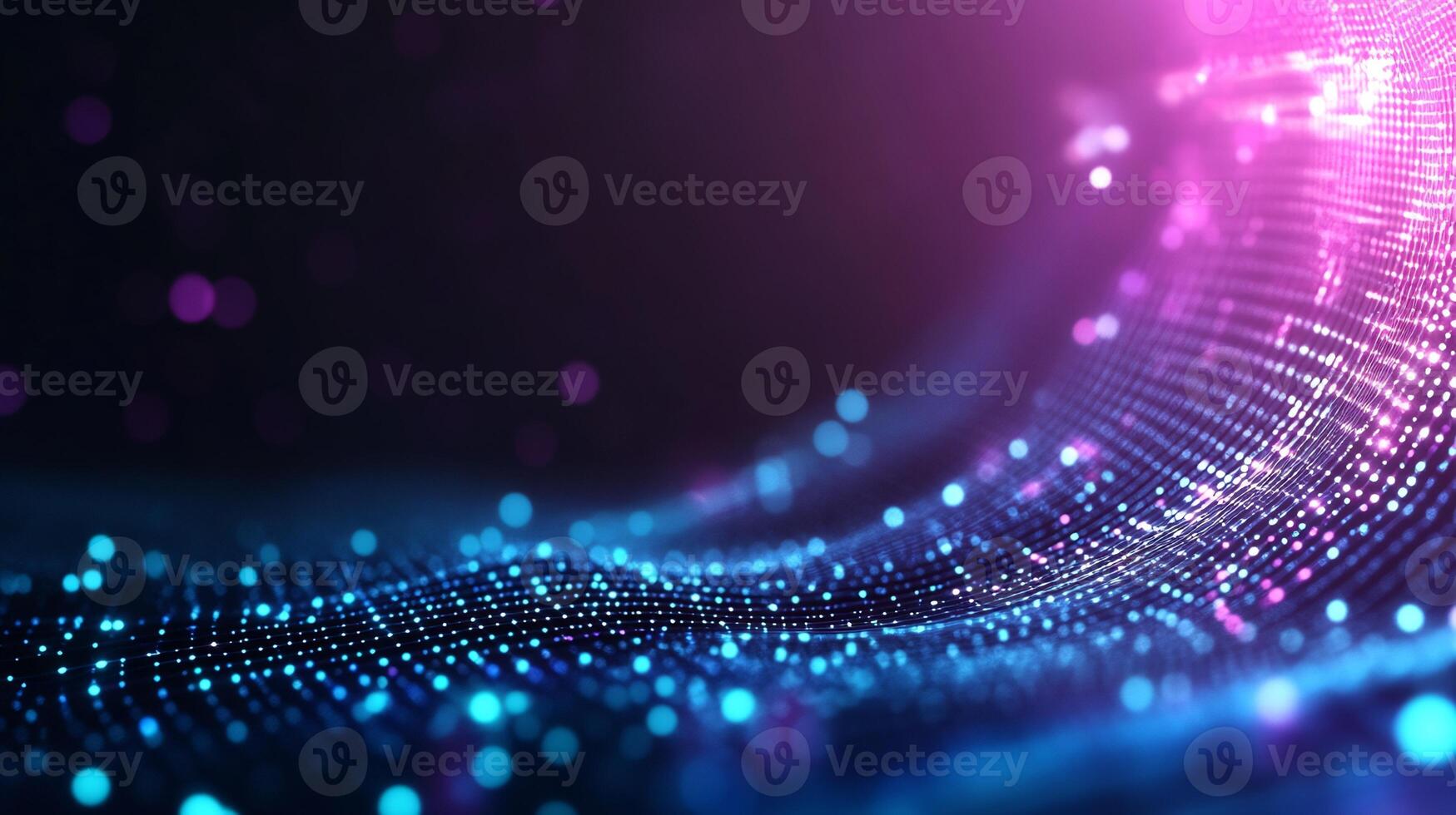 Abstract digital wave with glowing particles. photo