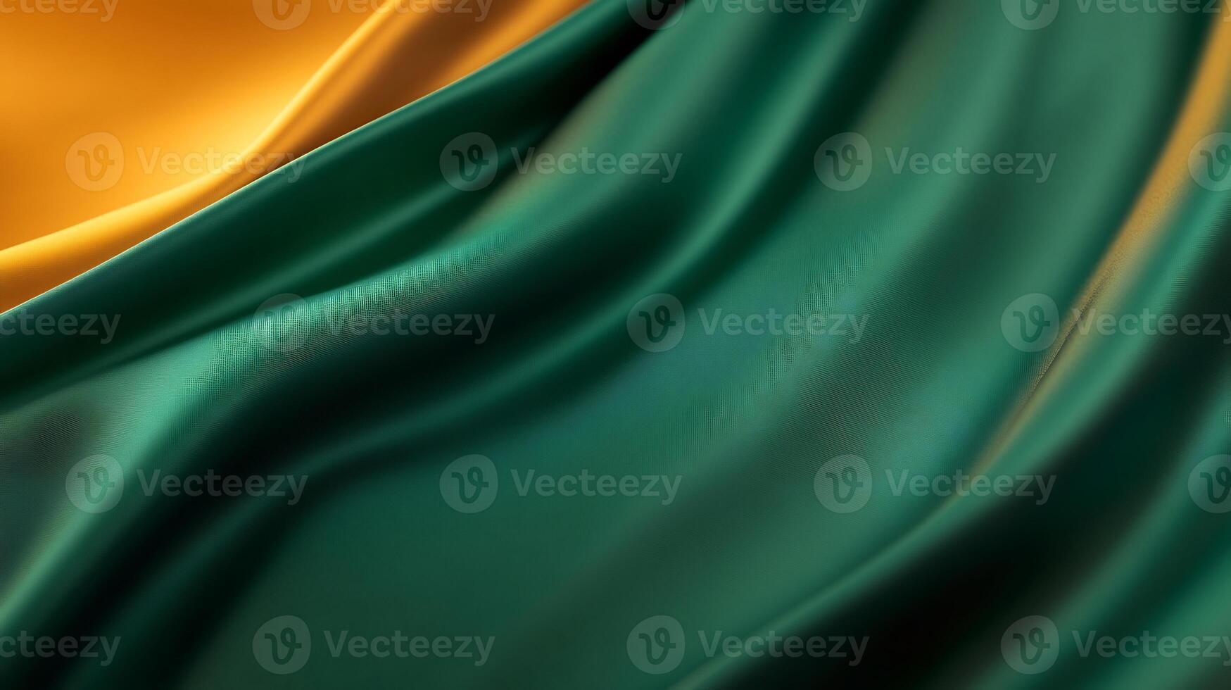 Abstract image of teal and gold fabric, flowing waves, luxurious texture. photo