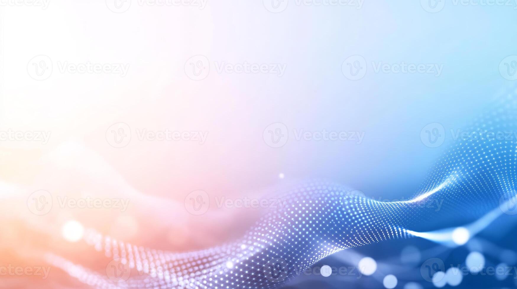 Abstract blue and orange wave background with glowing particles. photo