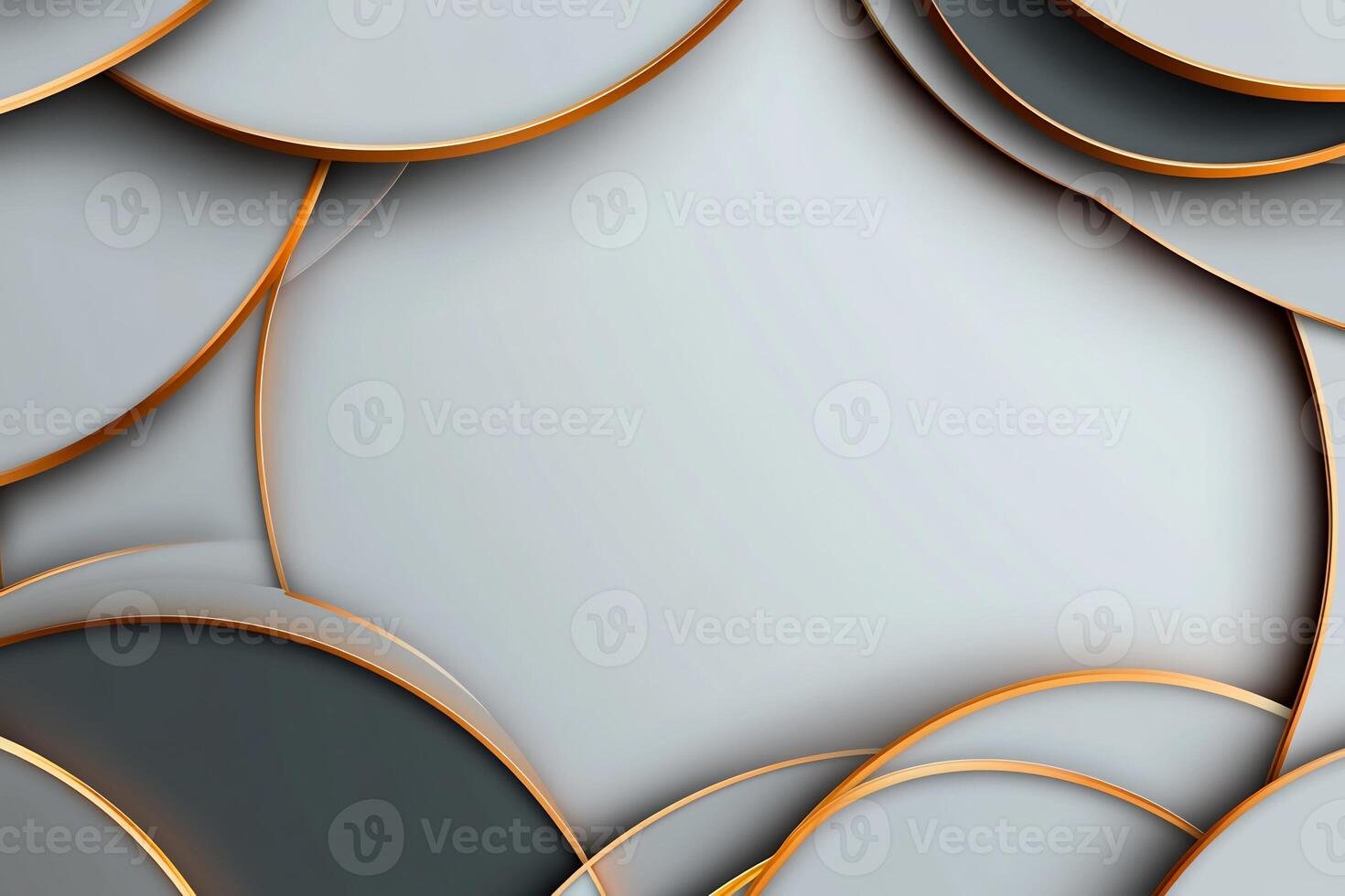 Abstract gray and gold circles overlap background. photo