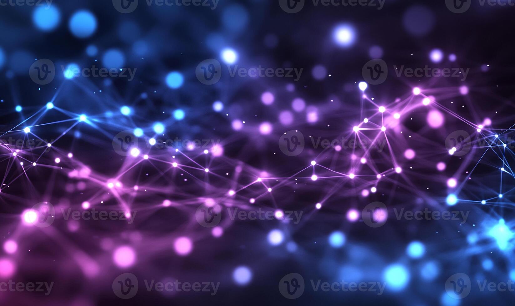 Abstract network connection glowing particles background. photo