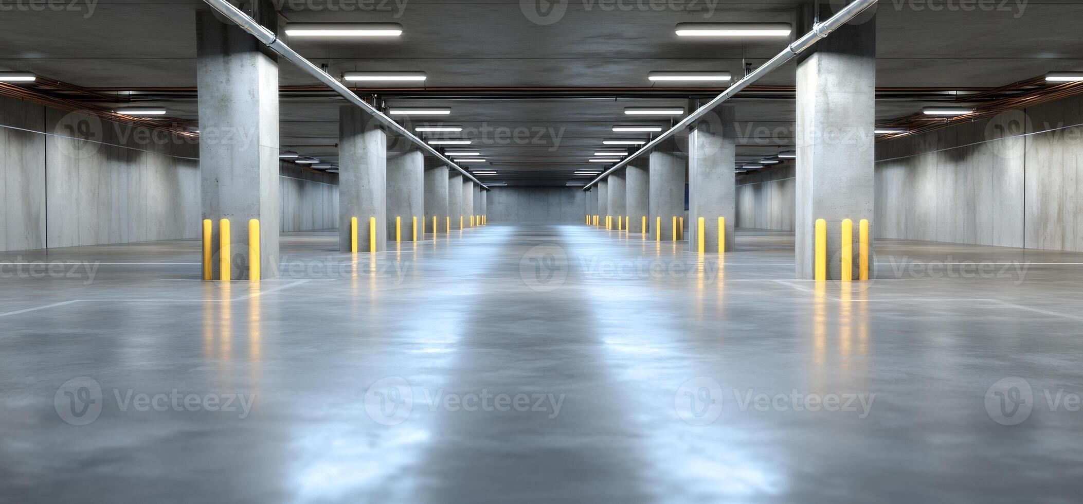 Empty modern parking garage interior. photo