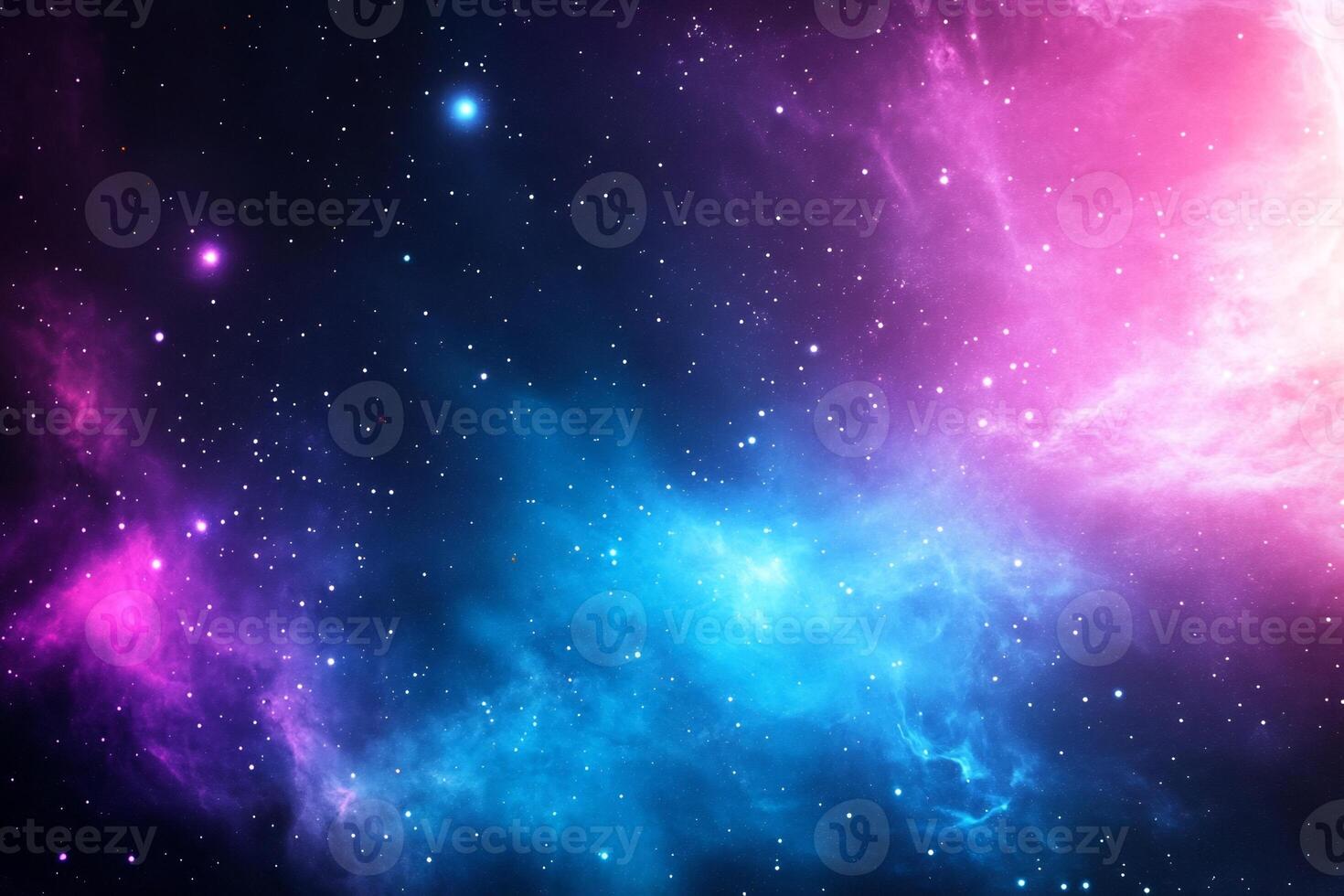 Cosmic nebula with pink and blue hues, stars, and interstellar gas clouds. photo