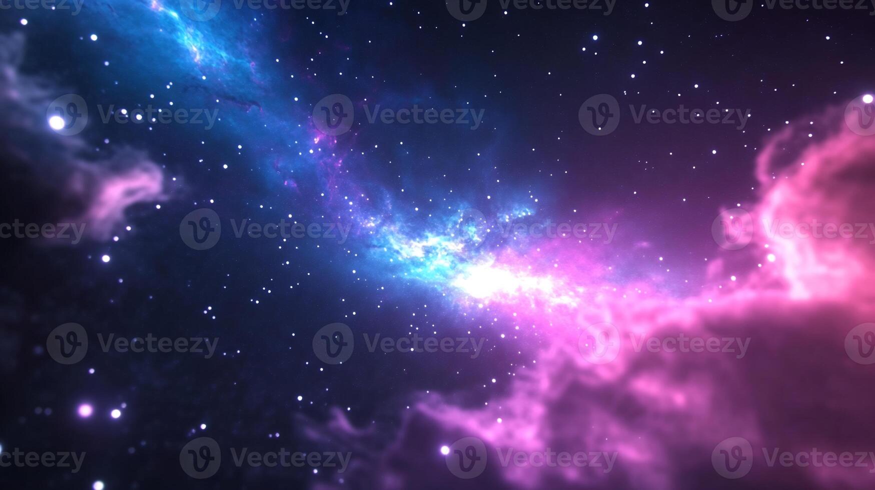 Vibrant nebula in deep space with pink and blue cosmic clouds and bright stars. photo