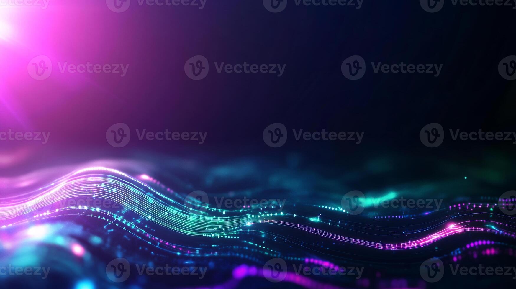 Abstract glowing wave particles background. photo