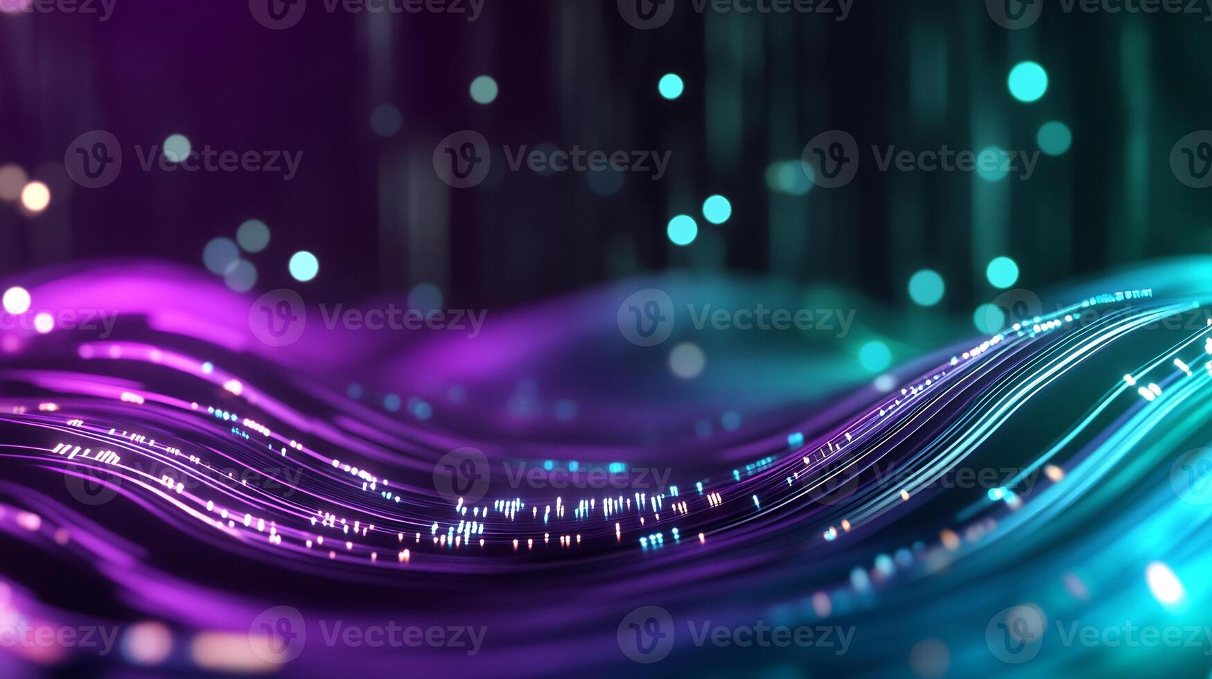 Abstract glowing wave with particles. photo