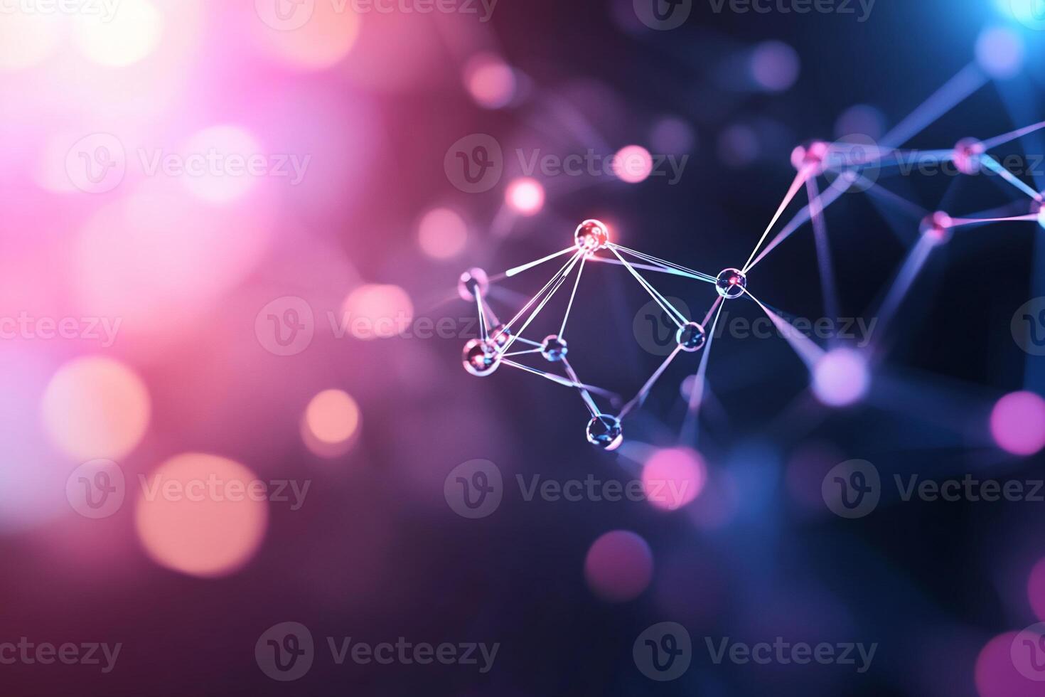 Abstract network connection with glowing nodes. photo