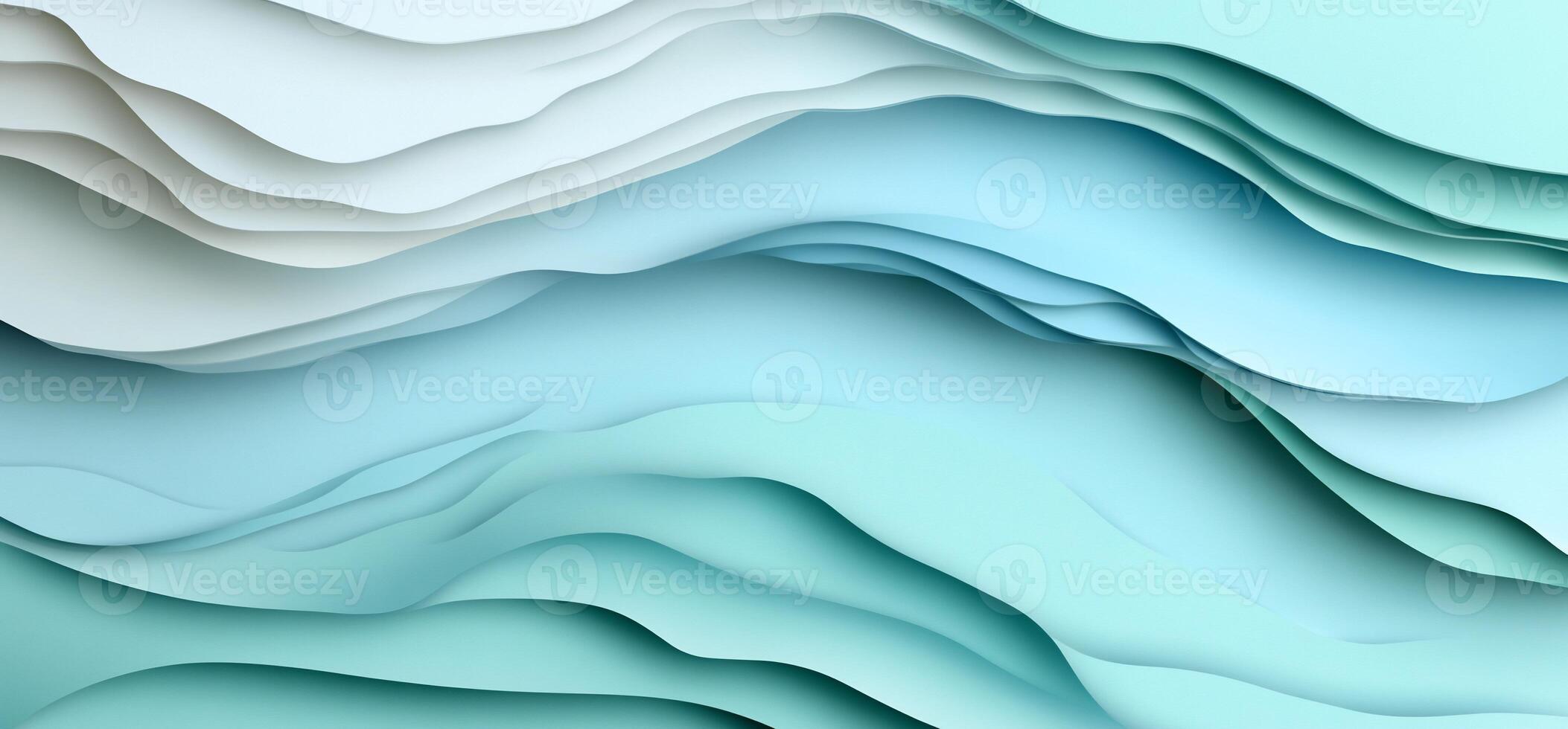 Abstract blue wavy papercut layers background. photo