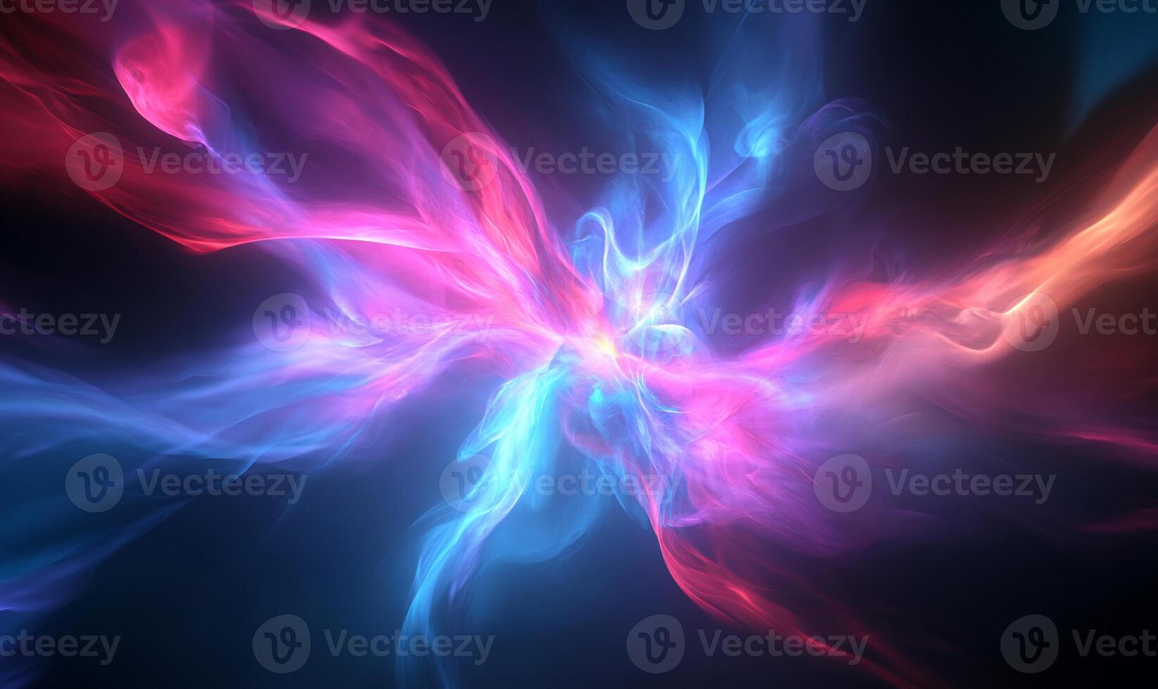 Abstract swirling nebula with vibrant pink and blue glowing energy. photo