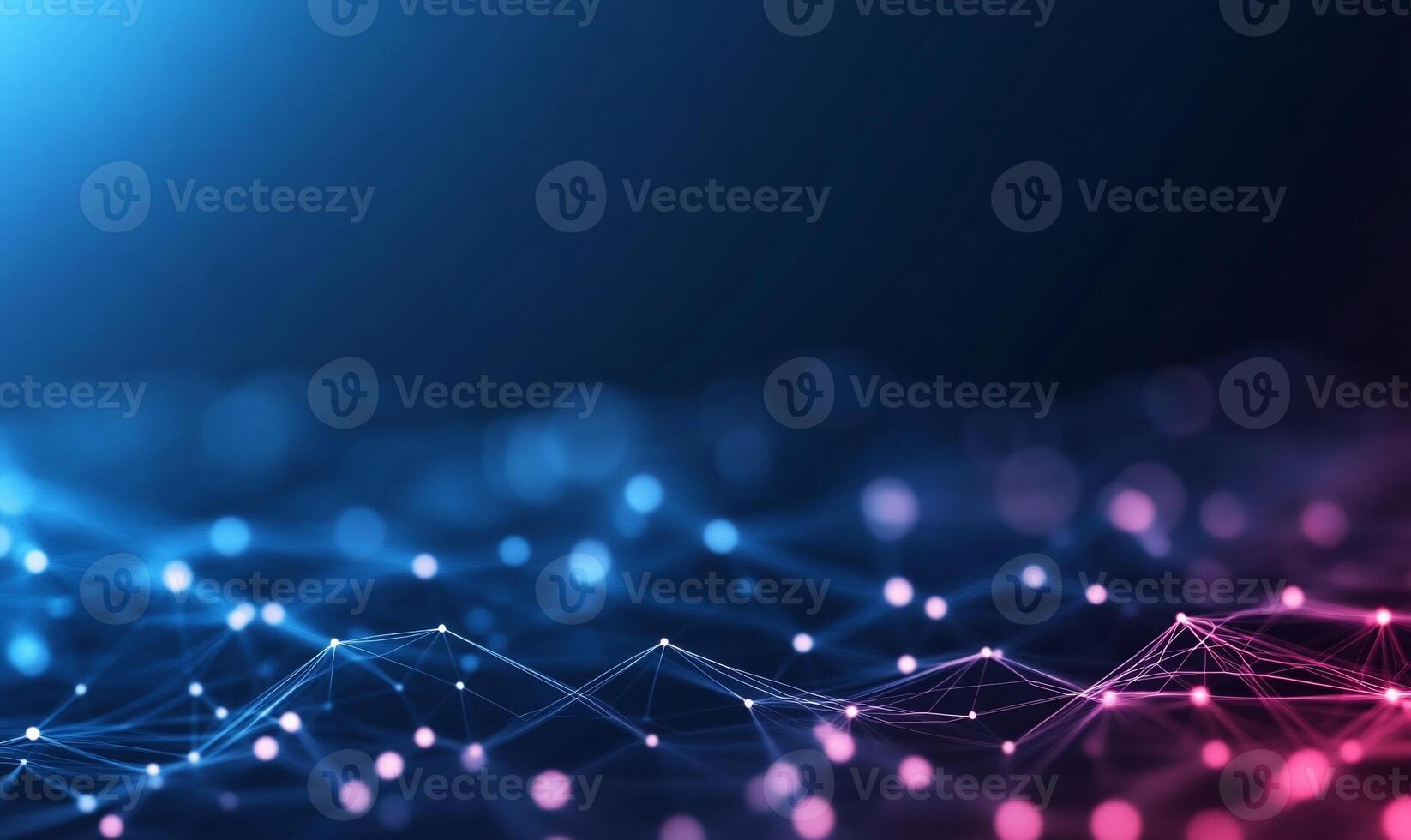 Abstract digital network connection background with glowing particles and lines. photo