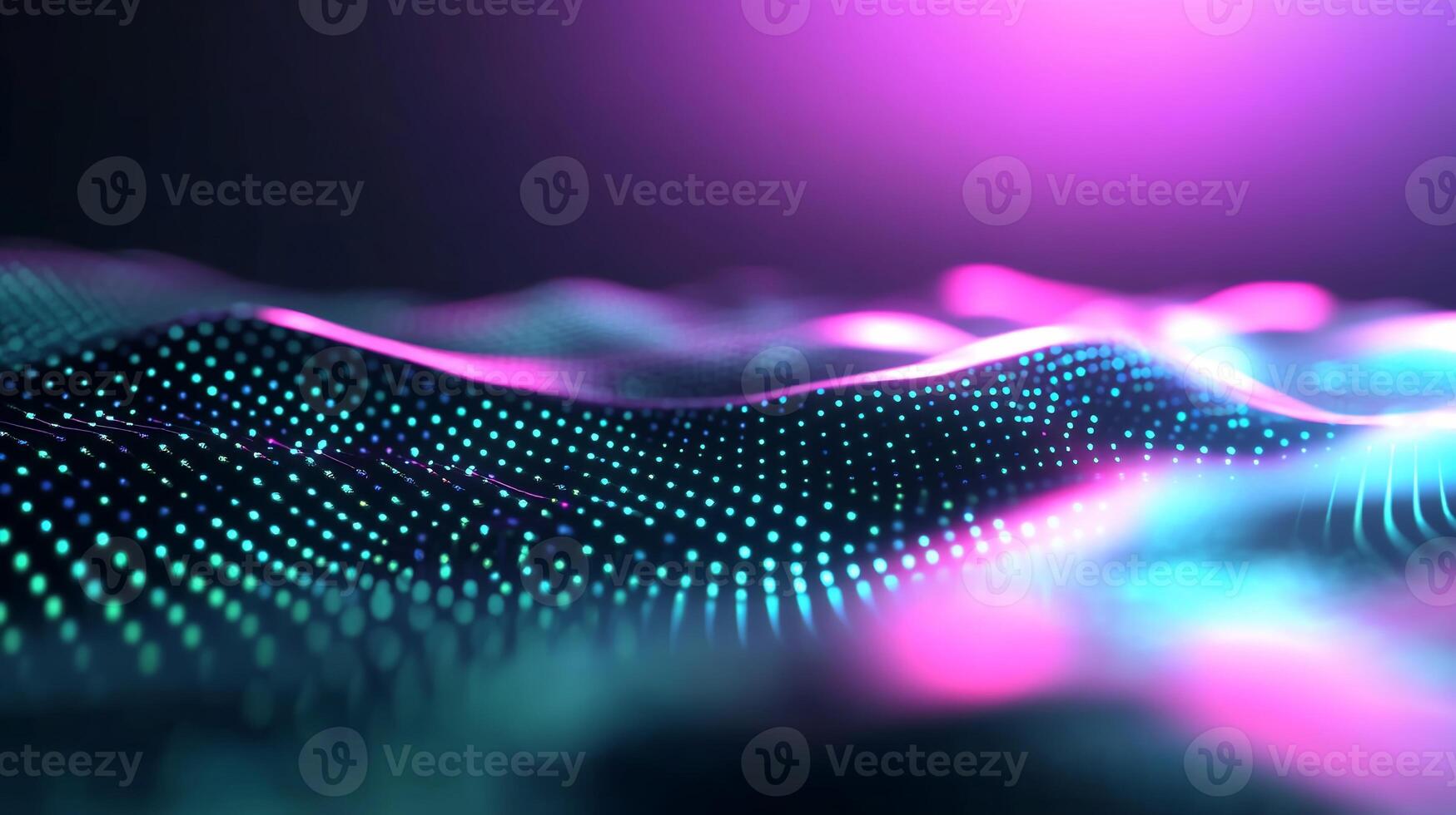 Abstract glowing neon particle wave background. photo