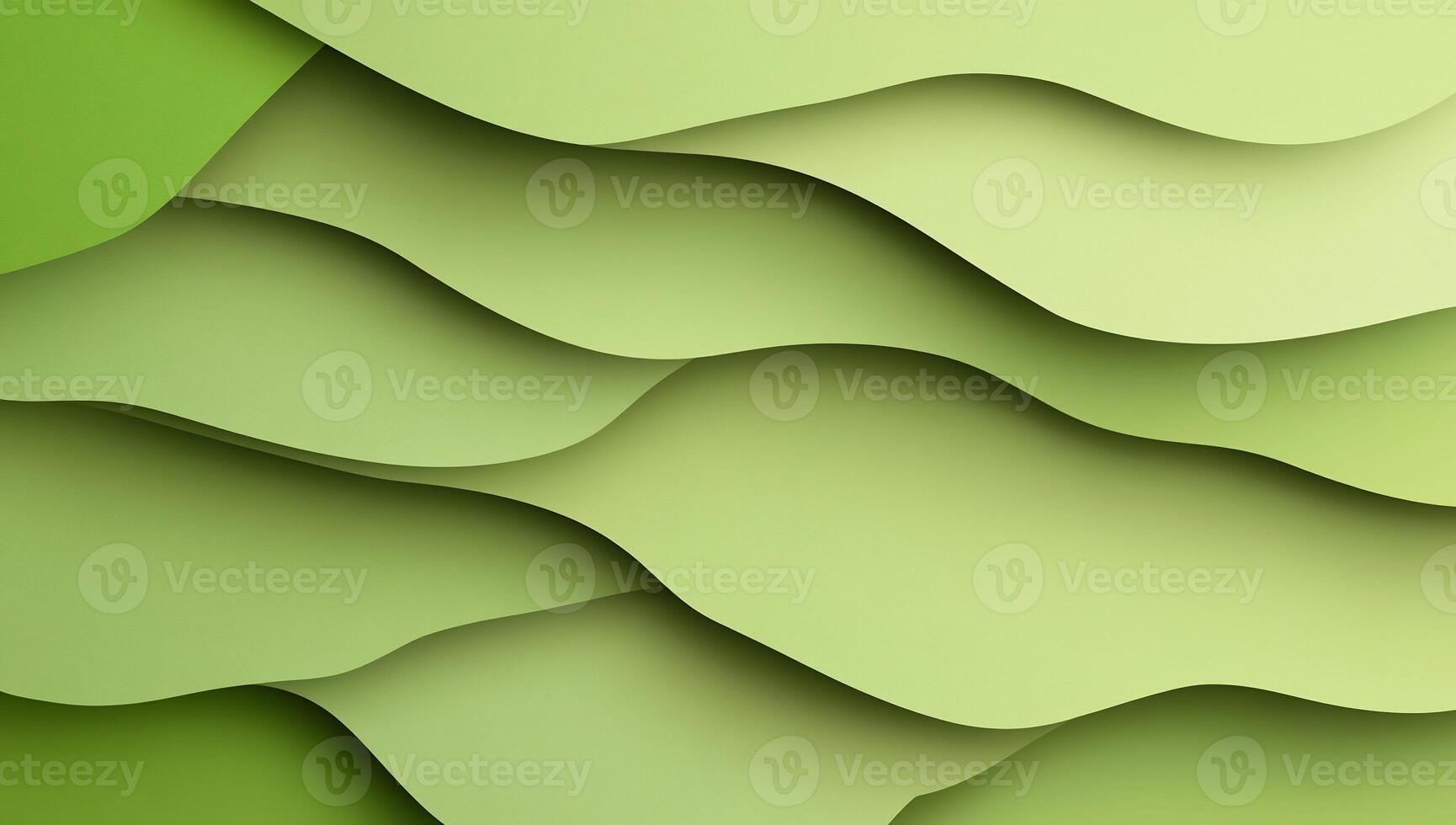 3d paper background with green waves photo