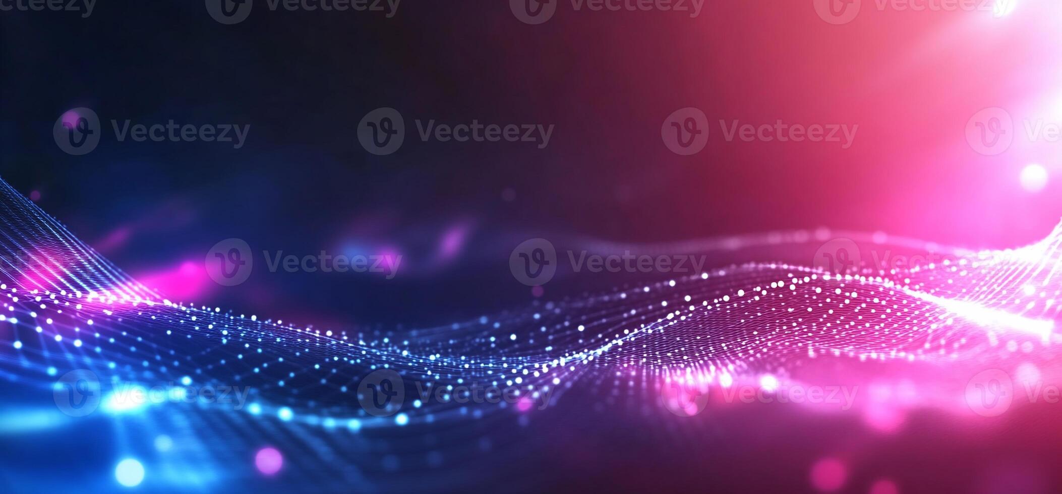Abstract pink blue glowing wave particle background. photo