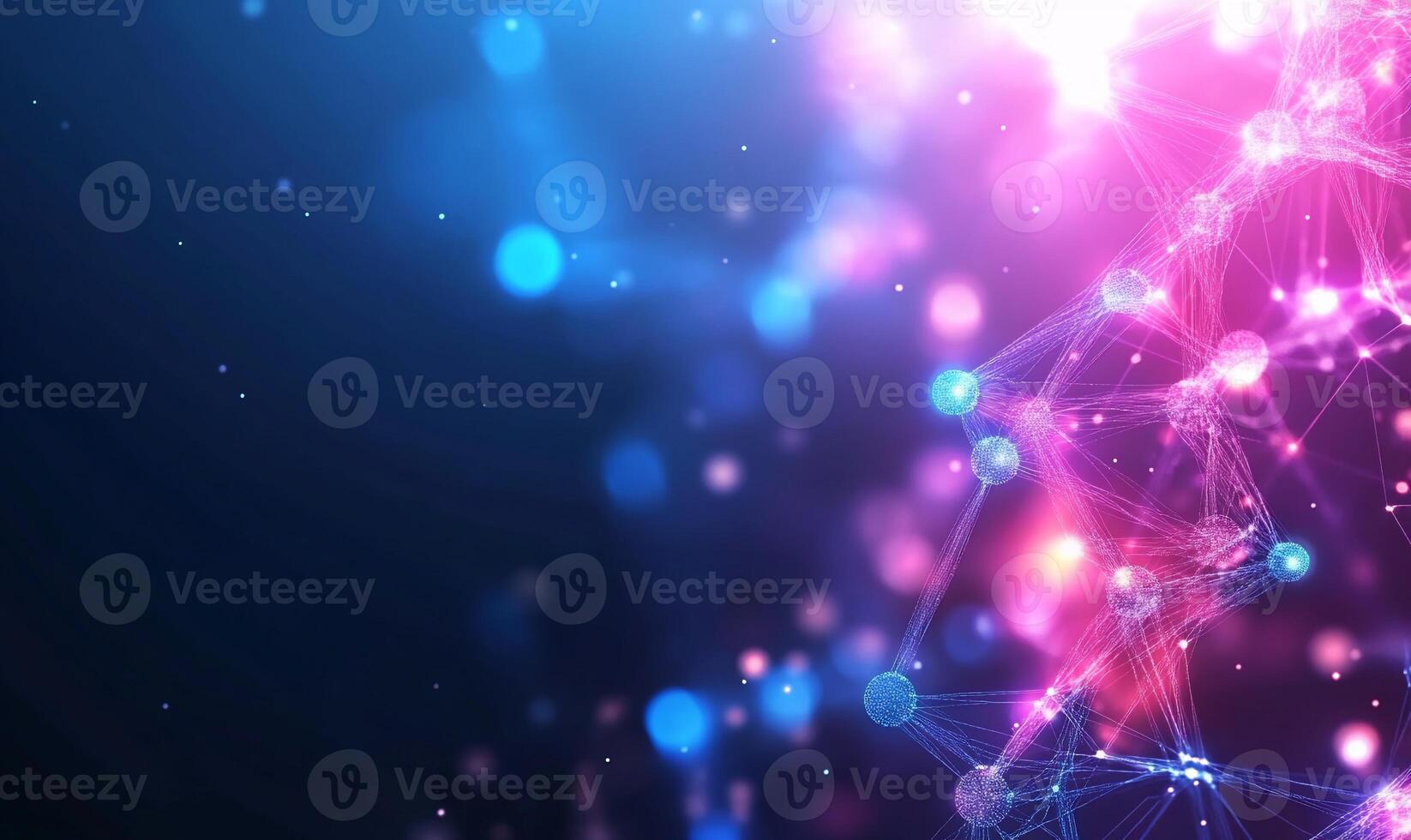 Abstract pink blue glowing network connection. photo