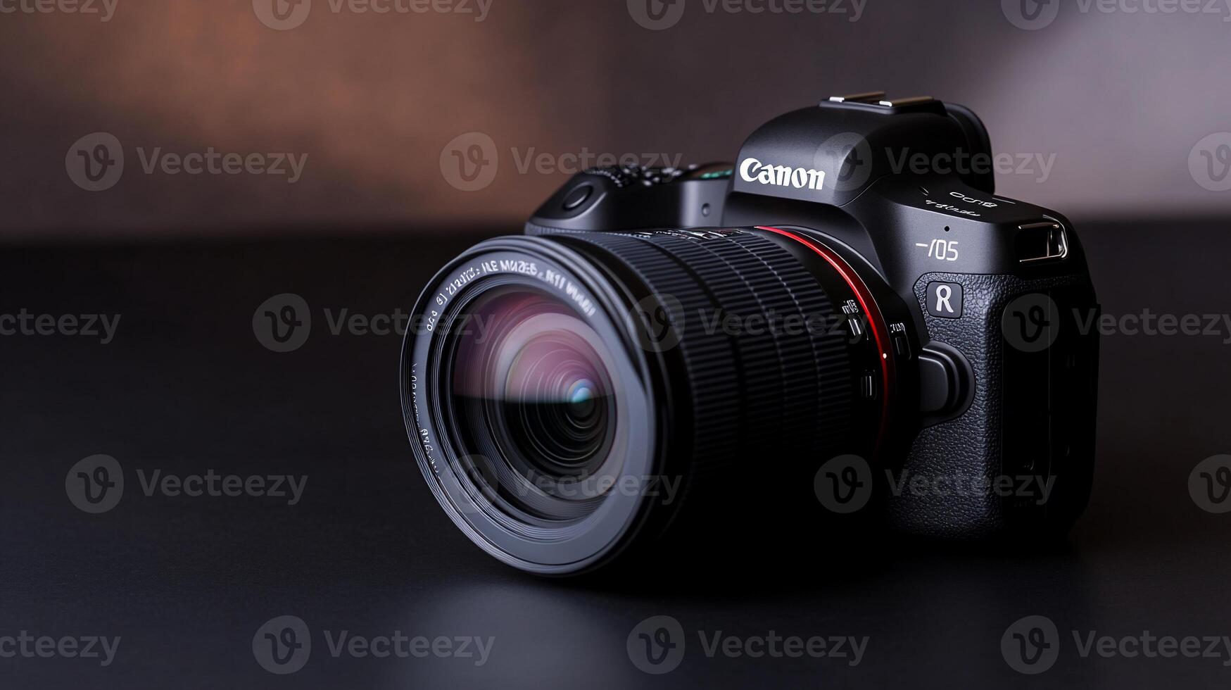 Professional DSLR camera on dark background. photo